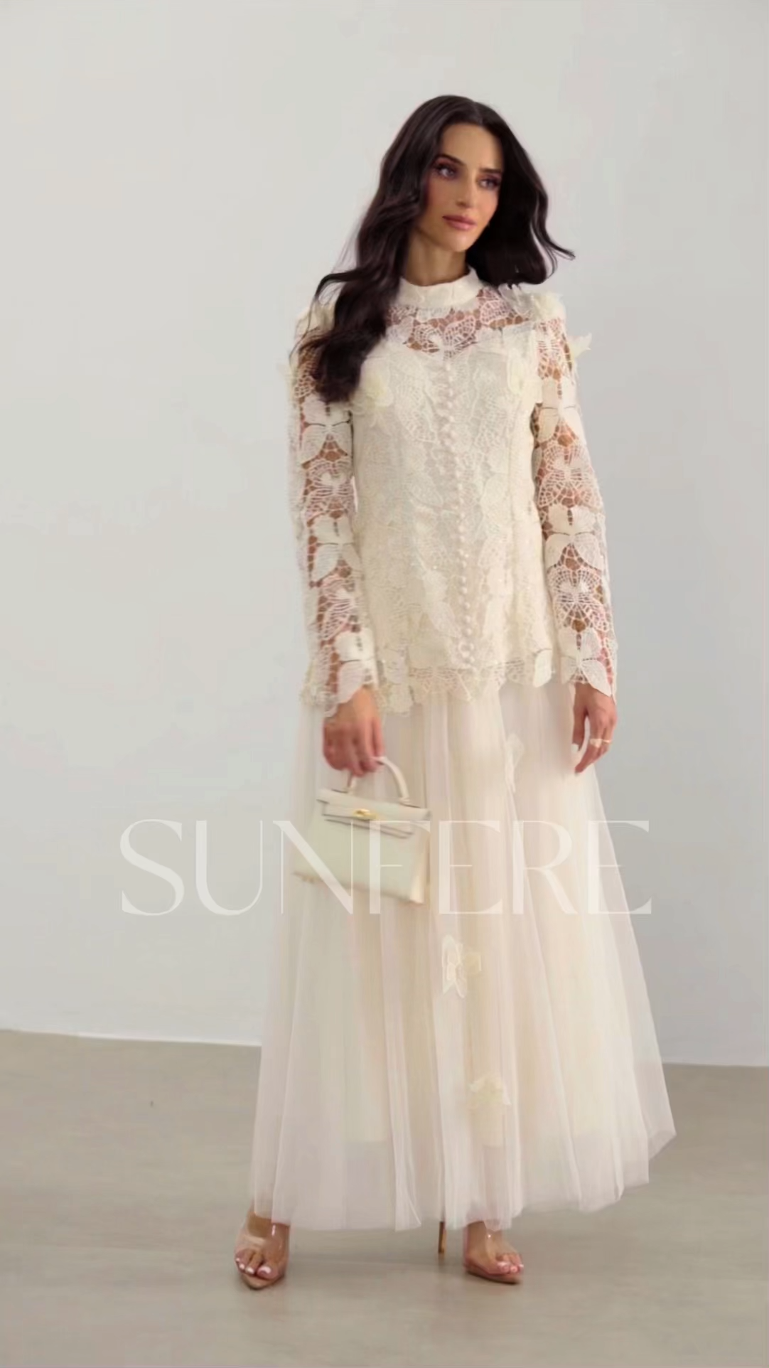 Elizabeth Butterfly Embroidered Lace Maxi Dress