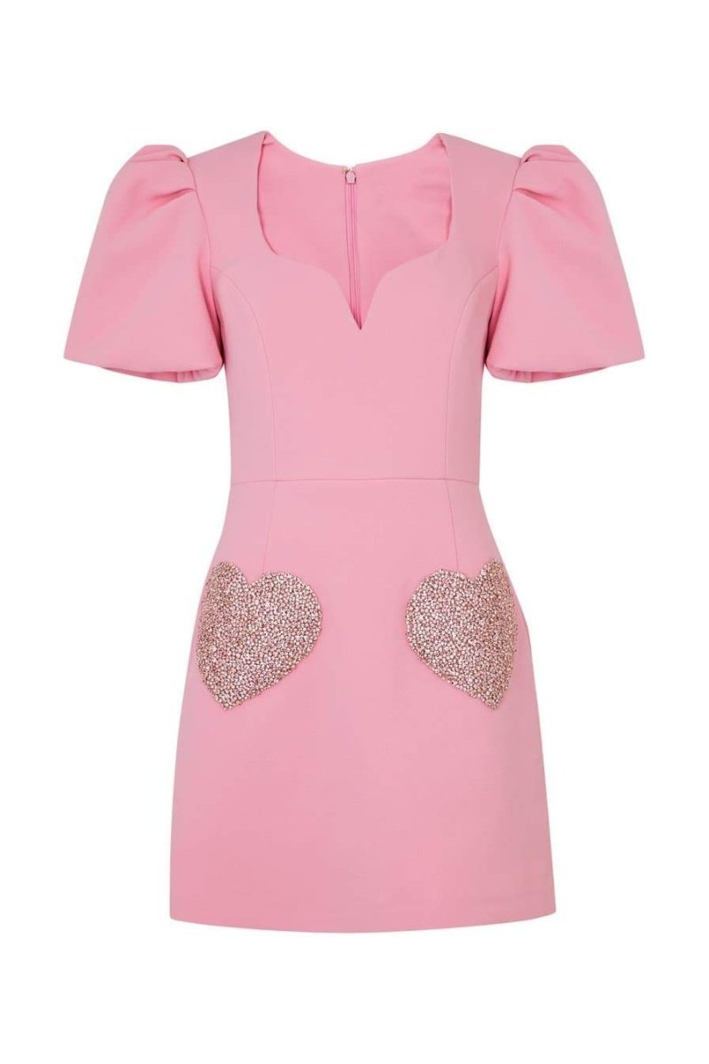 dresses-Felicia Diamante Heart Mini Dress-SD00603192472-Pink-S - Sunfere