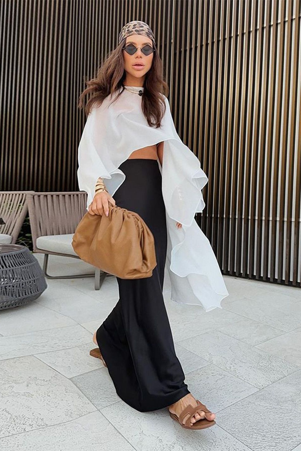 Round Neck Drape Design Cape Top