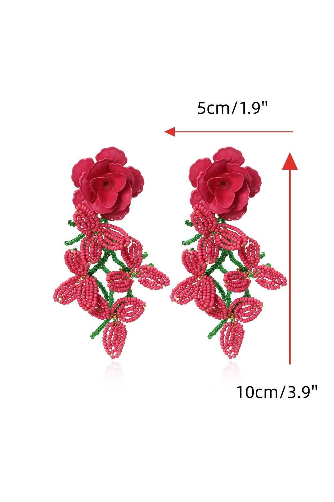 Floral Petal Beaded Tassel Earrings-Sunfere