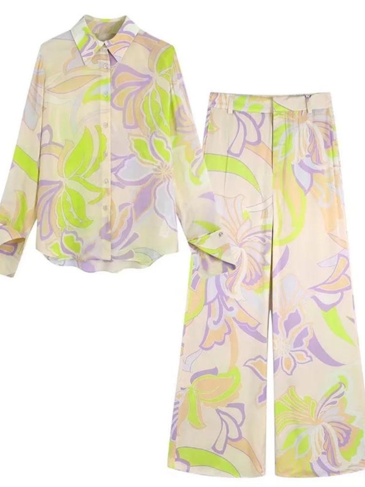 Flow Printed Blouse Set-Sunfere