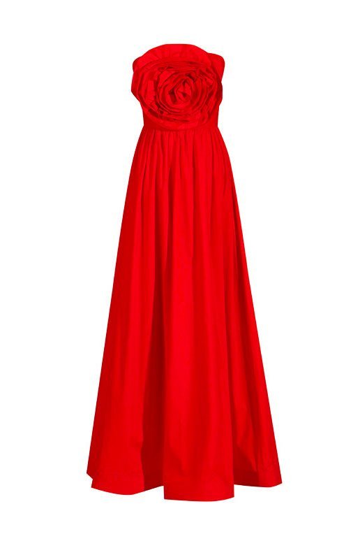 dresses-Frederica Flower Strapless Maxi Dress-SD00604282739-Red-S - Sunfere