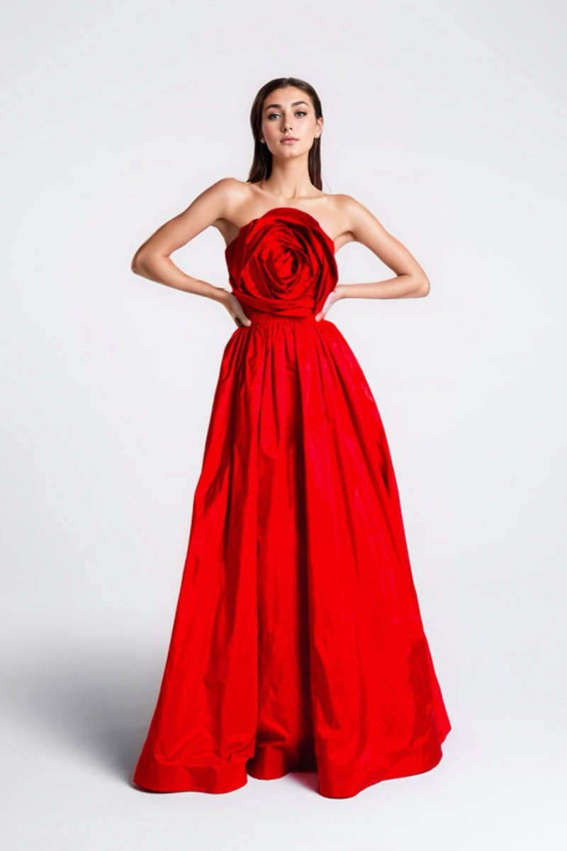Frederica Flower Strapless Maxi Dress-Sunfere