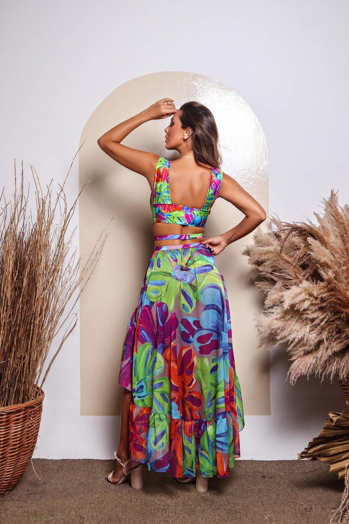 Frica Printed Cut-out Ruffle Two-pieces Swimset-Sunfere