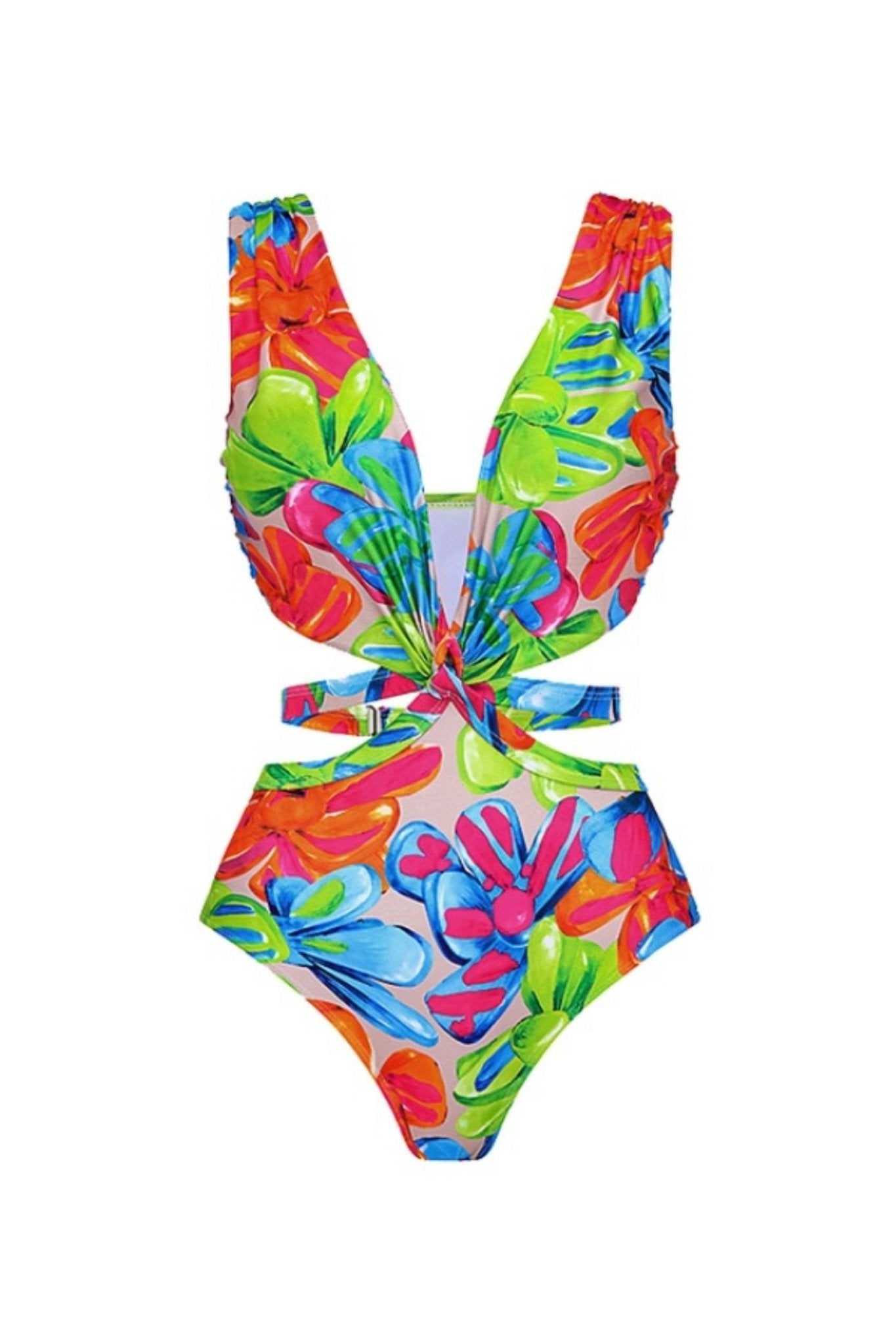 Frica Printed Cut-out Ruffle Two-pieces Swimset