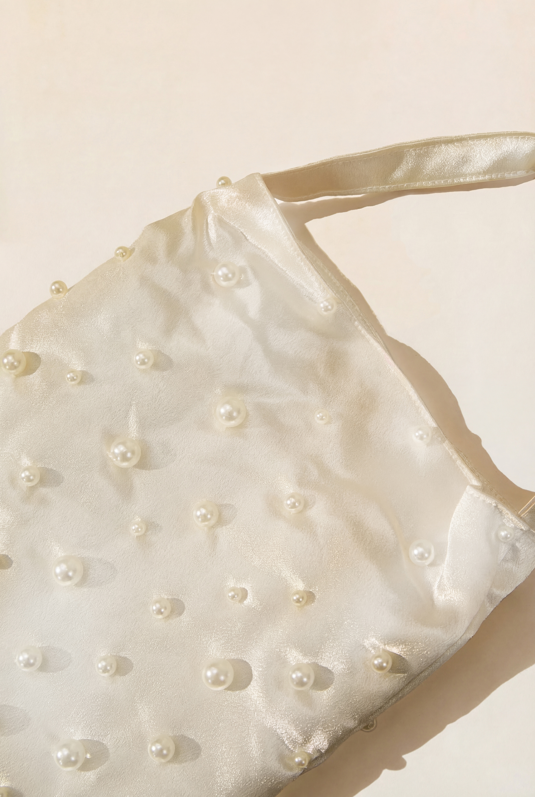 Pearl Fringe Satin Evening Bag