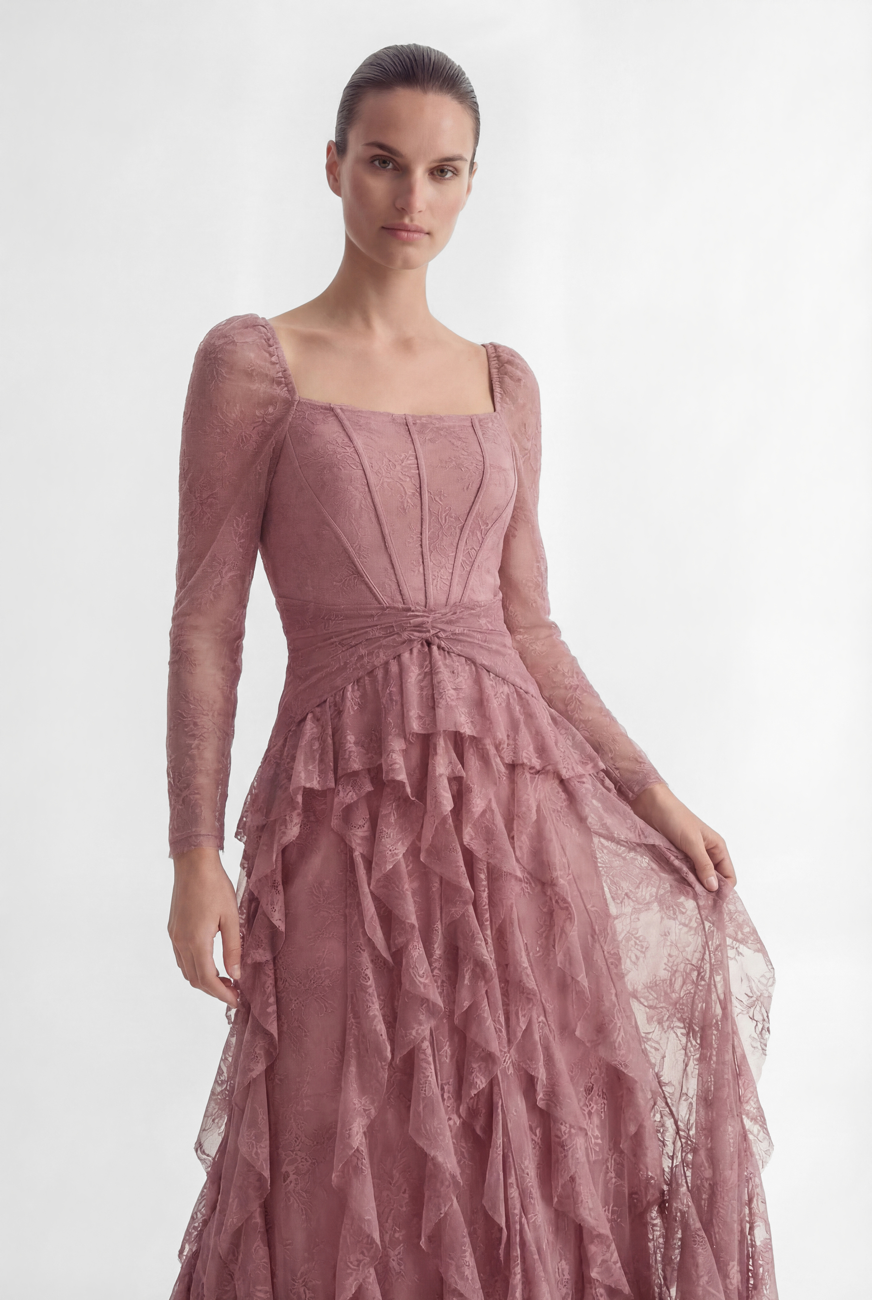 Viva La Vibes Pink Corset Bodice Ruffled Maxi Dress