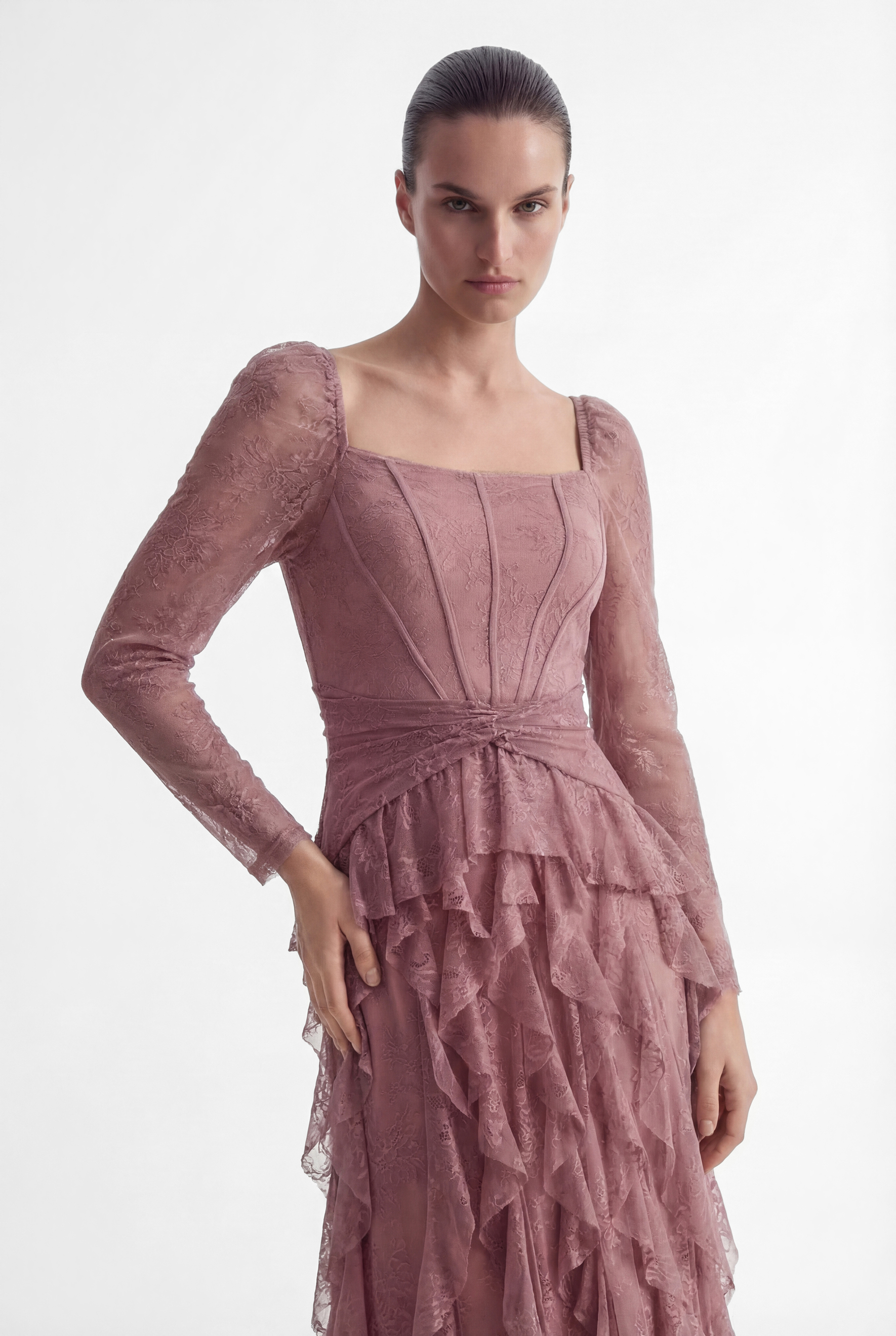 Viva La Vibes Pink Corset Bodice Ruffled Maxi Dress