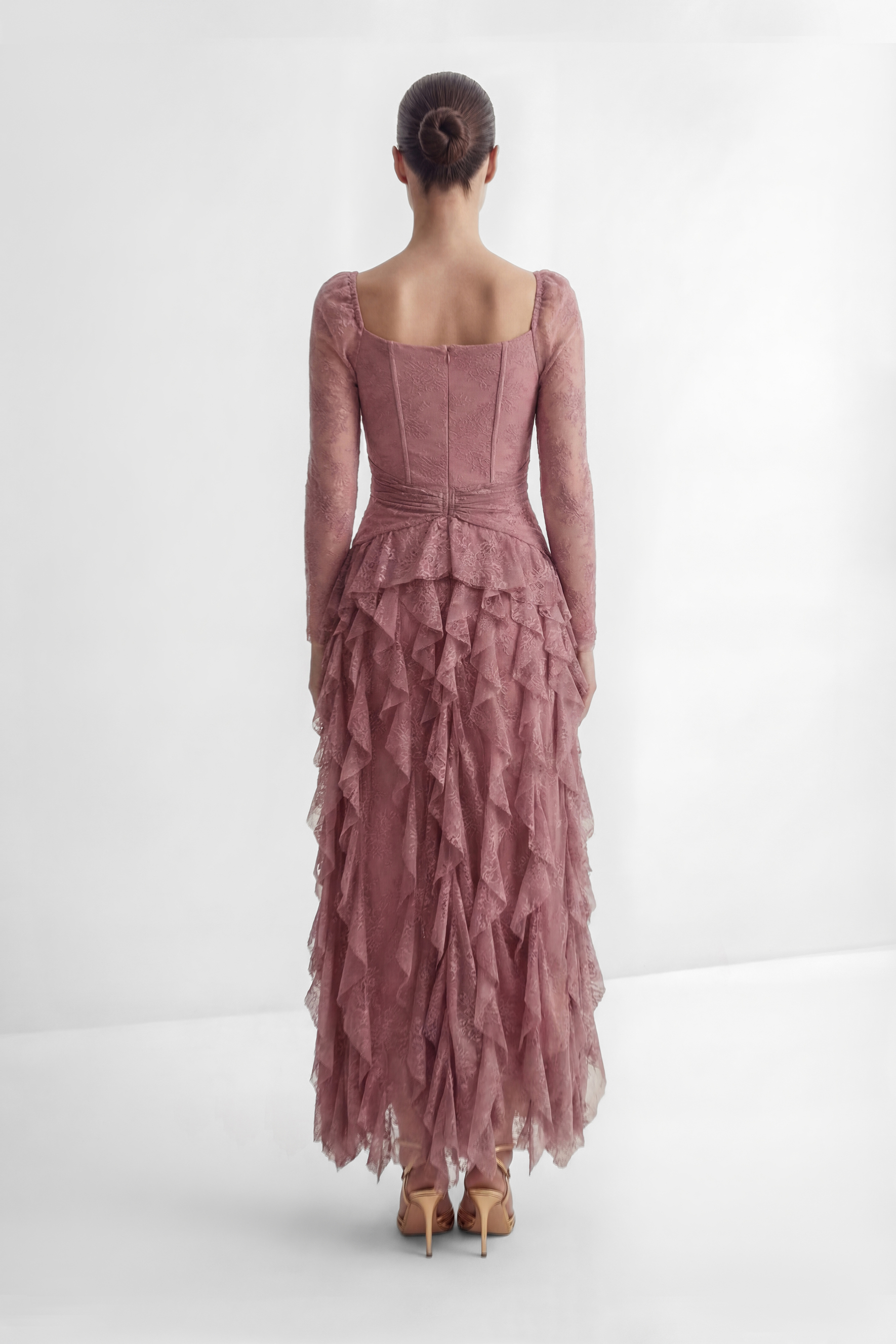 Viva La Vibes Pink Corset Bodice Ruffled Maxi Dress