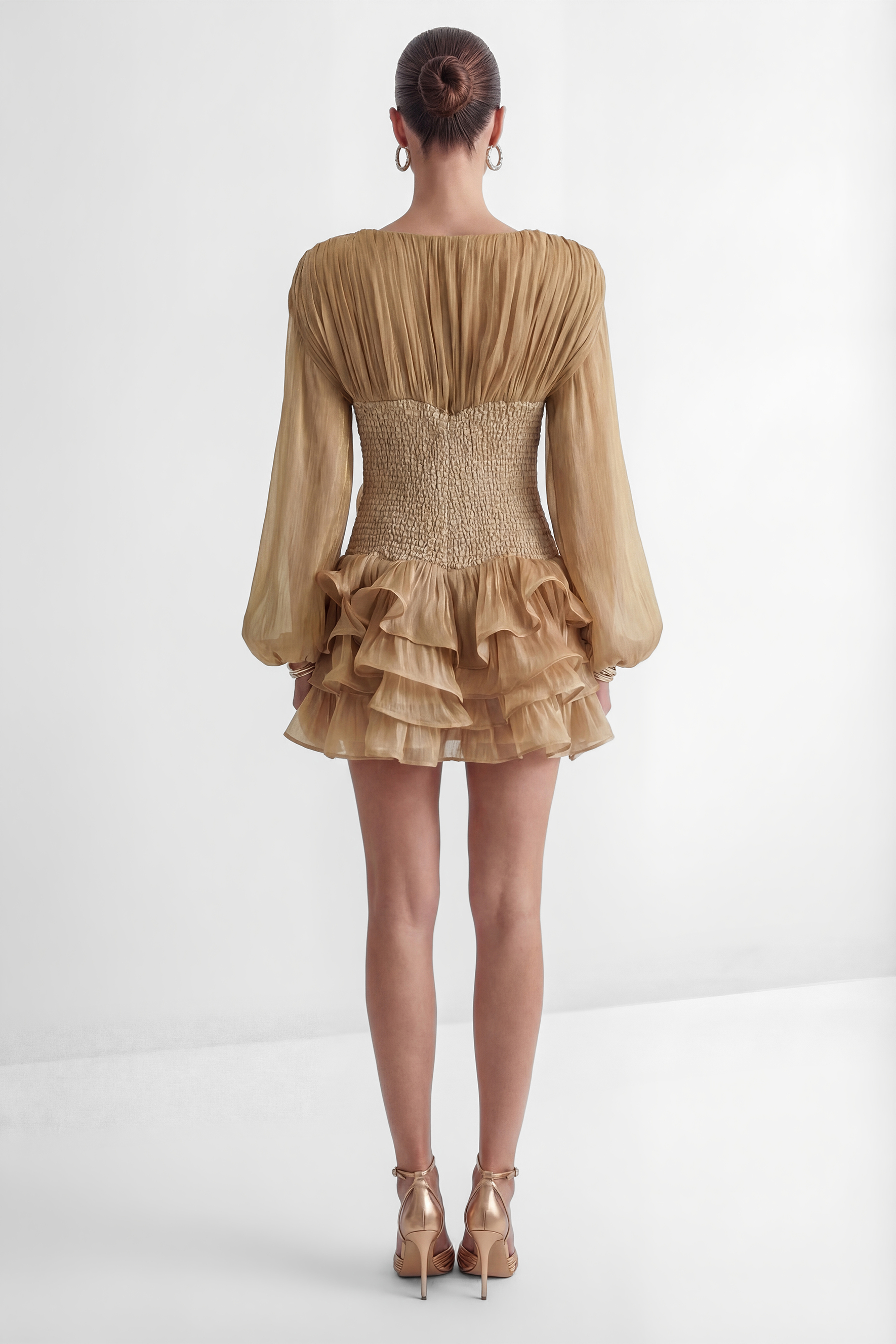 Dedicated To Glamour Khaki Corset Bodice Ruffled Mini Dress