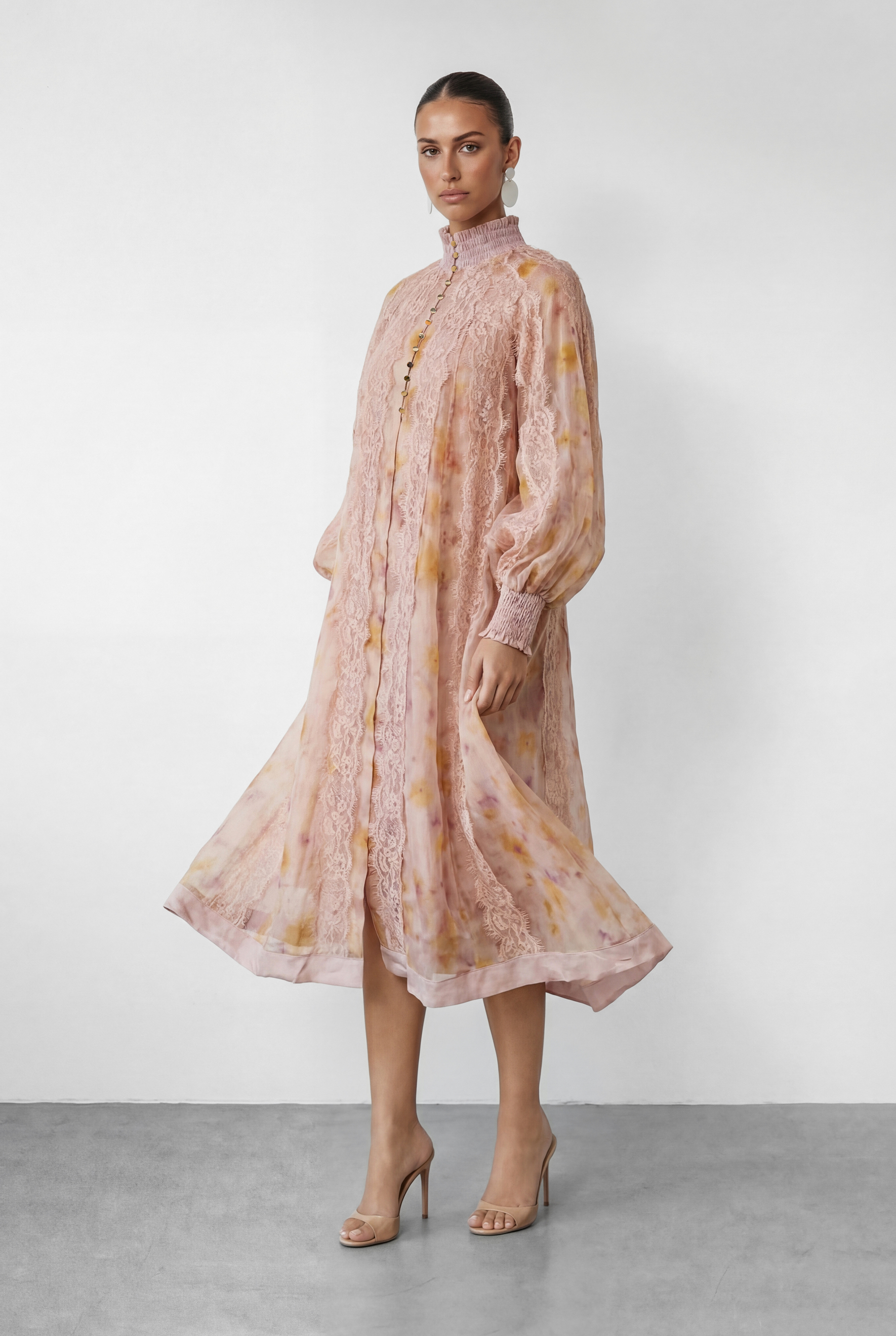 Love That For You Pink Printed Lace Midi Dress