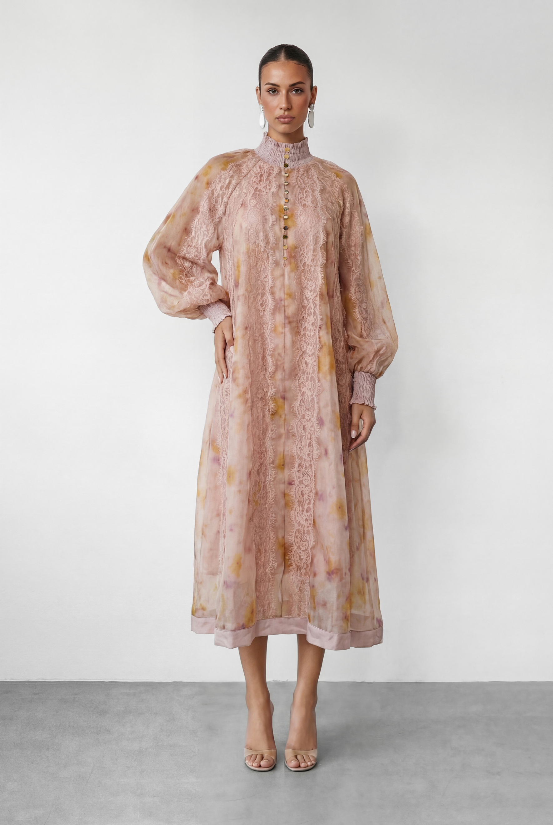 Love That For You Pink Printed Lace Midi Dress