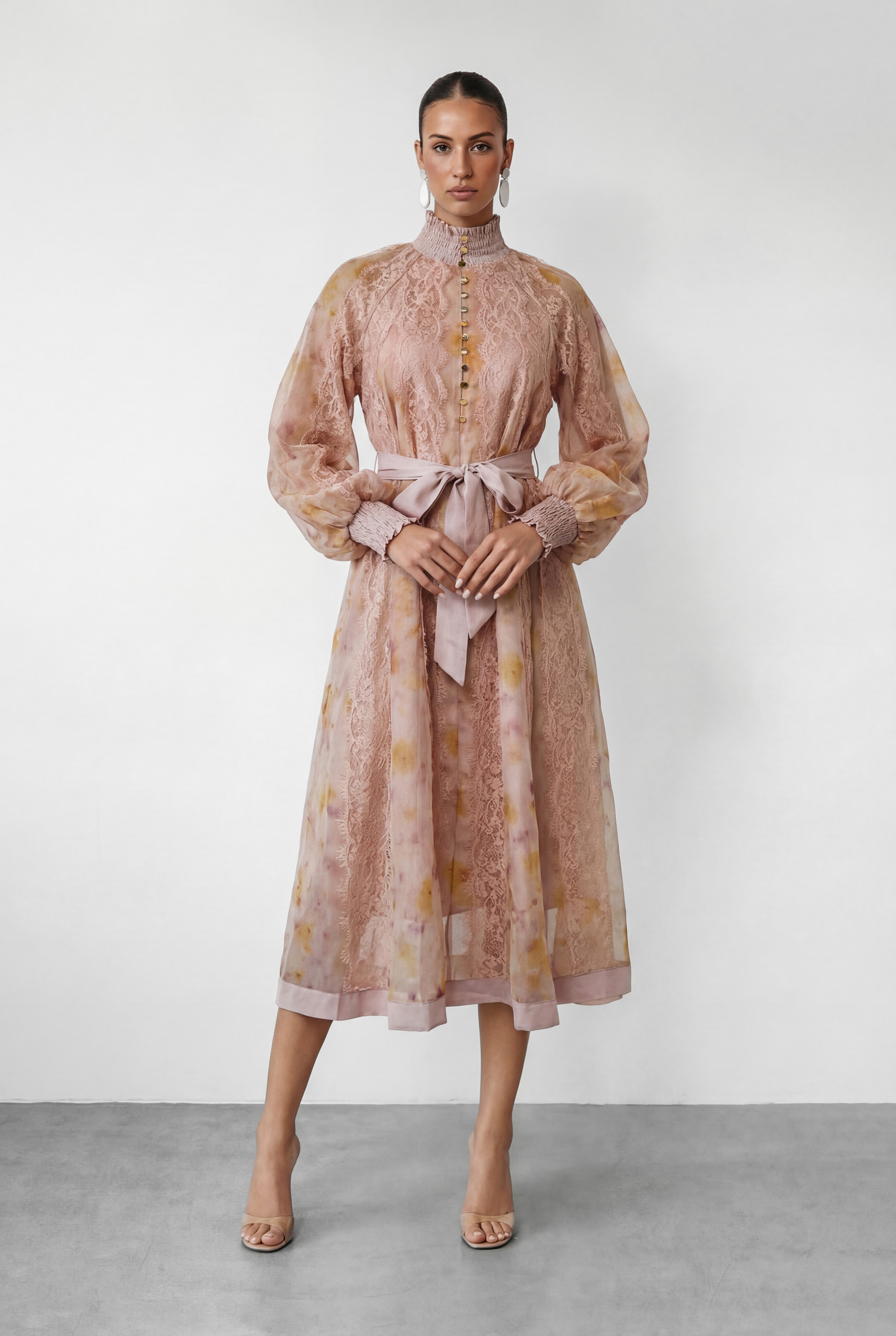 Love That For You Pink Printed Lace Midi Dress