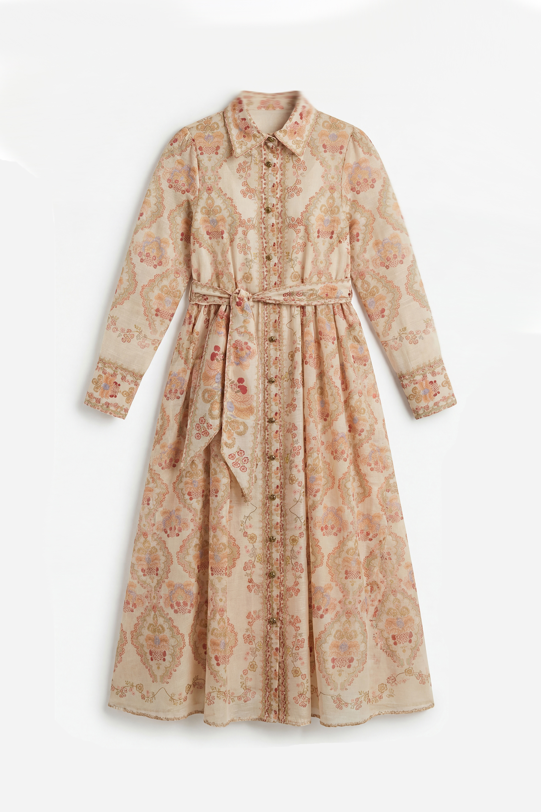 Spring Sunsets Apricot Floral Print Long Sleeve Maxi Dress