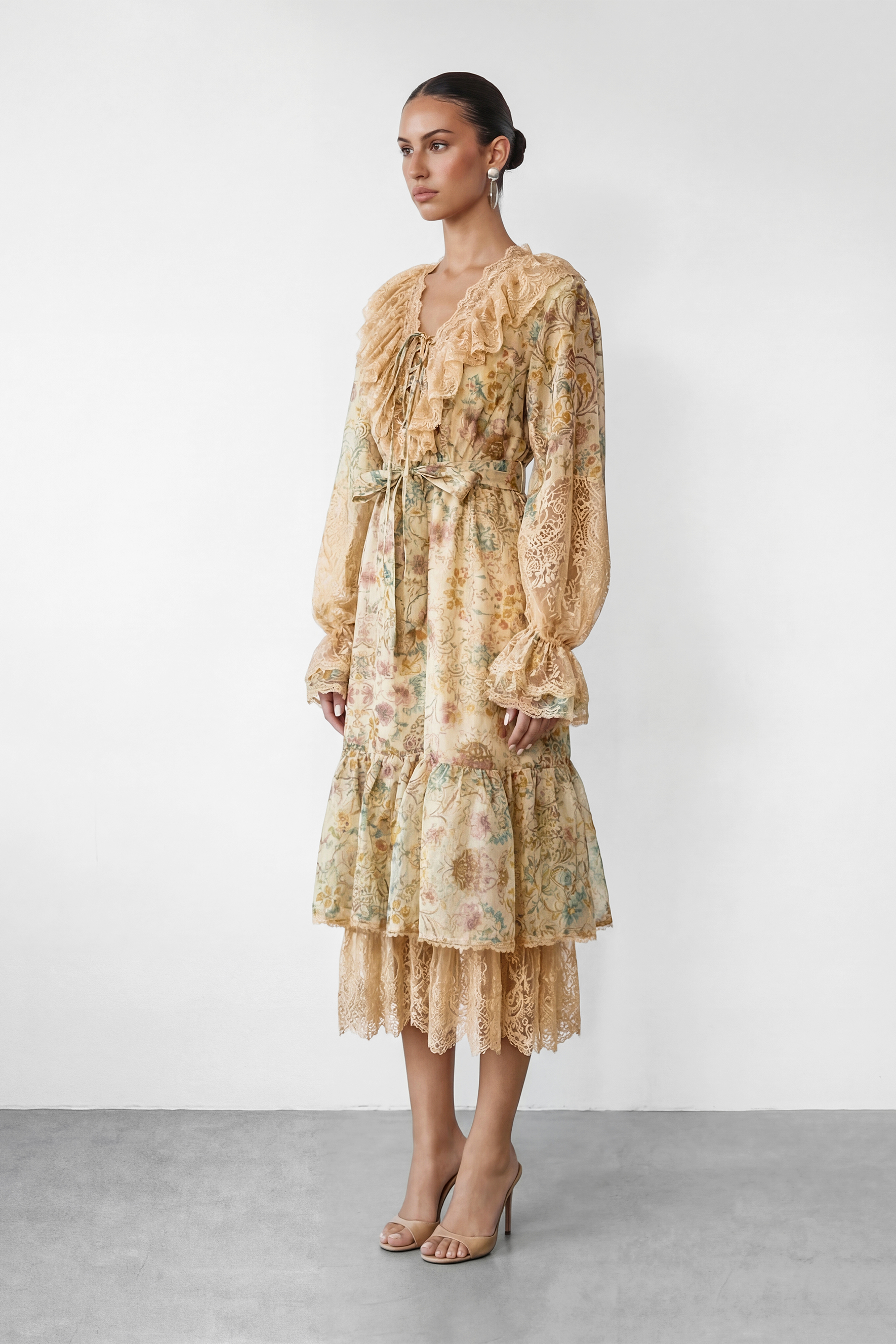 Dreaming In Color Apricot Floral Print Tiered Maxi Dress