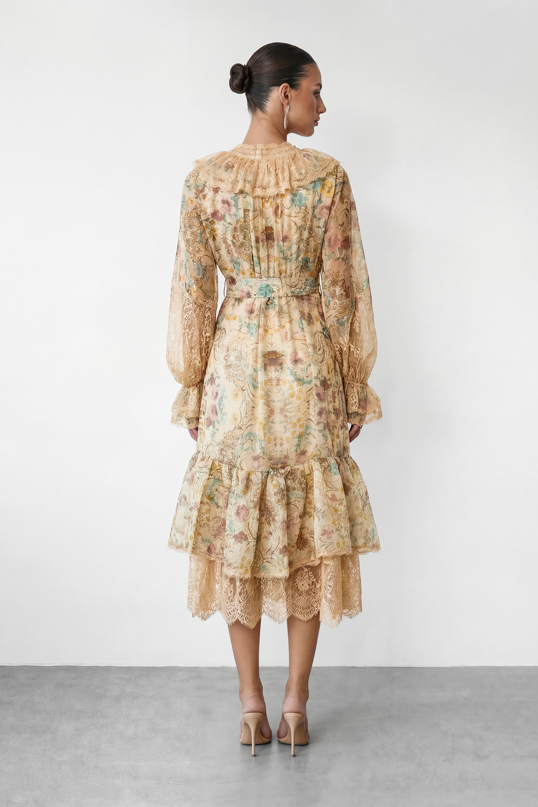 Dreaming In Color Apricot Floral Print Tiered Maxi Dress