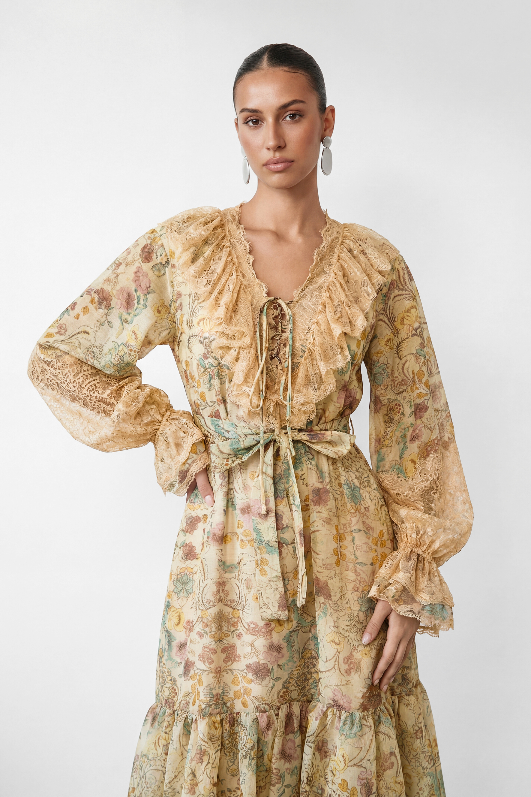 Dreaming In Color Apricot Floral Print Tiered Maxi Dress