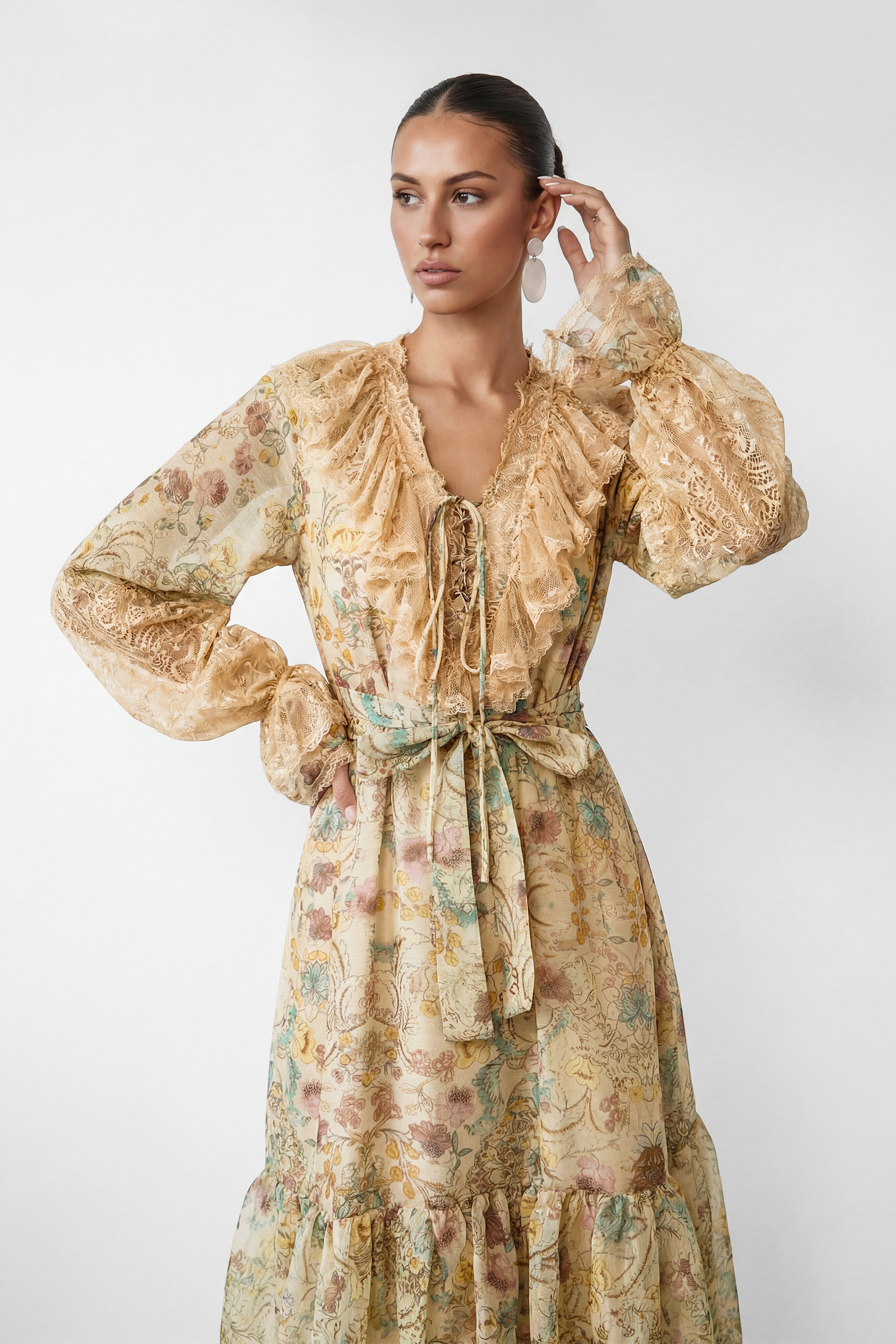 Dreaming In Color Apricot Floral Print Tiered Maxi Dress