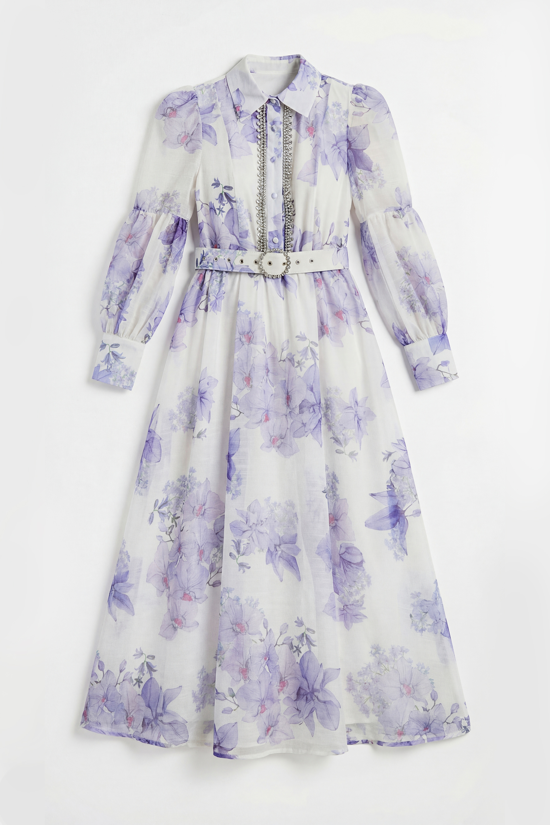 Truly Mine Purple Floral Print Sheer Sleeve Maxi Dress
