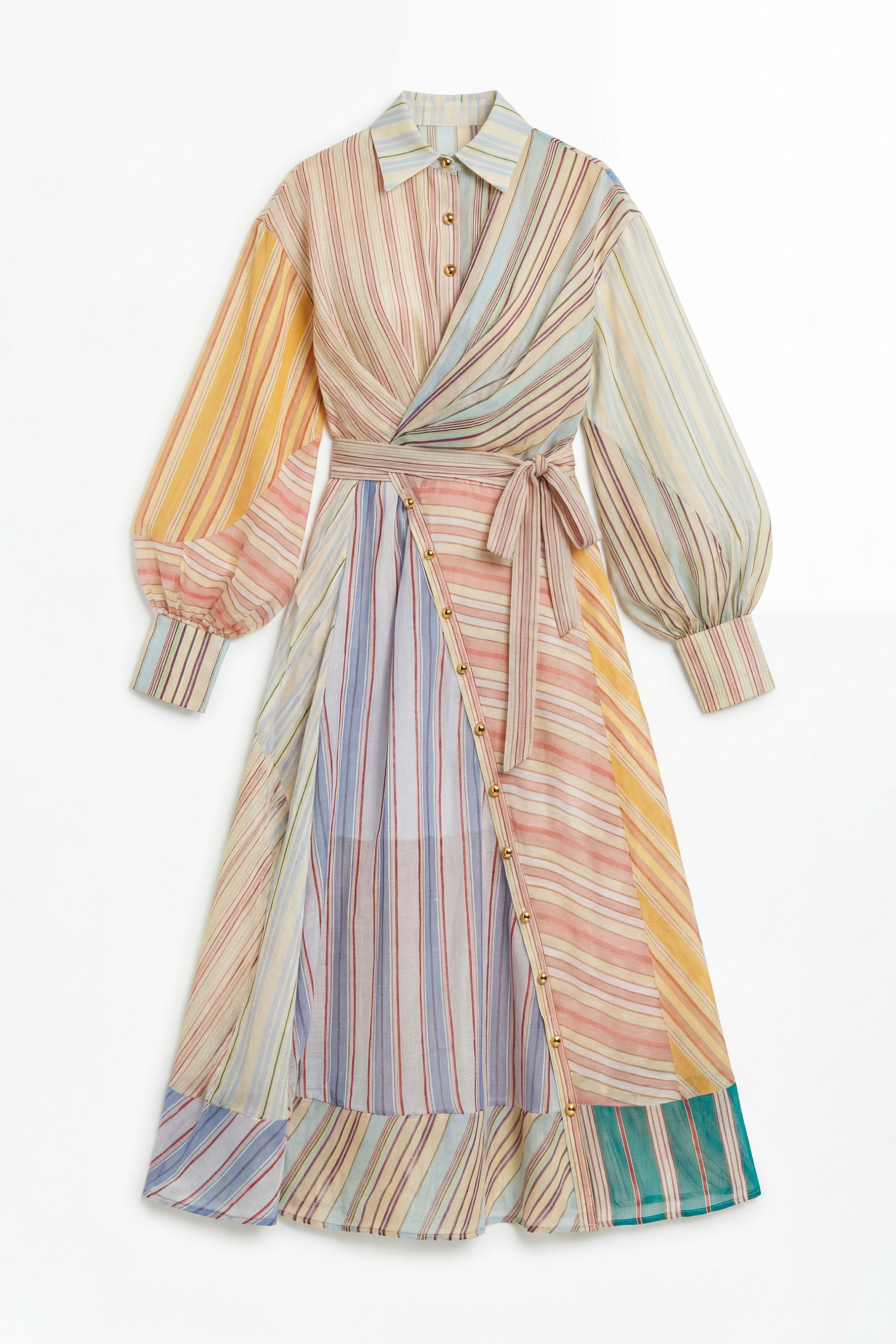 Wait For The Applause Multi Striped Puff Sleeve Maxi Dress