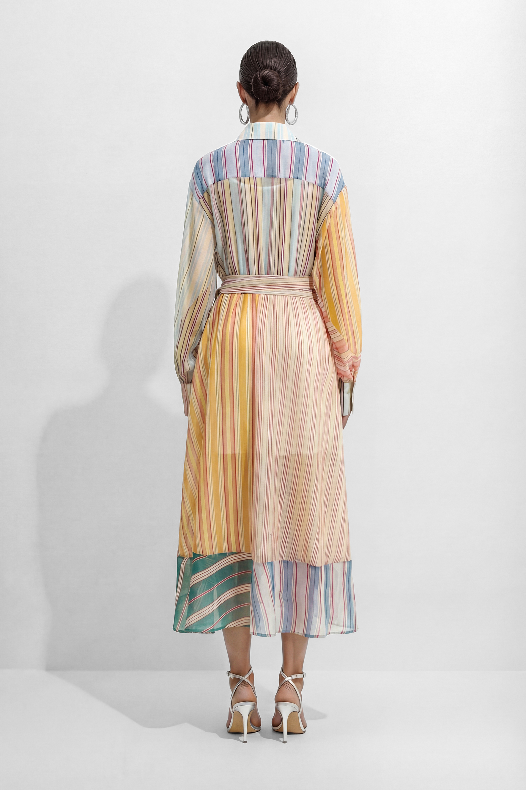 Wait For The Applause Multi Striped Puff Sleeve Maxi Dress