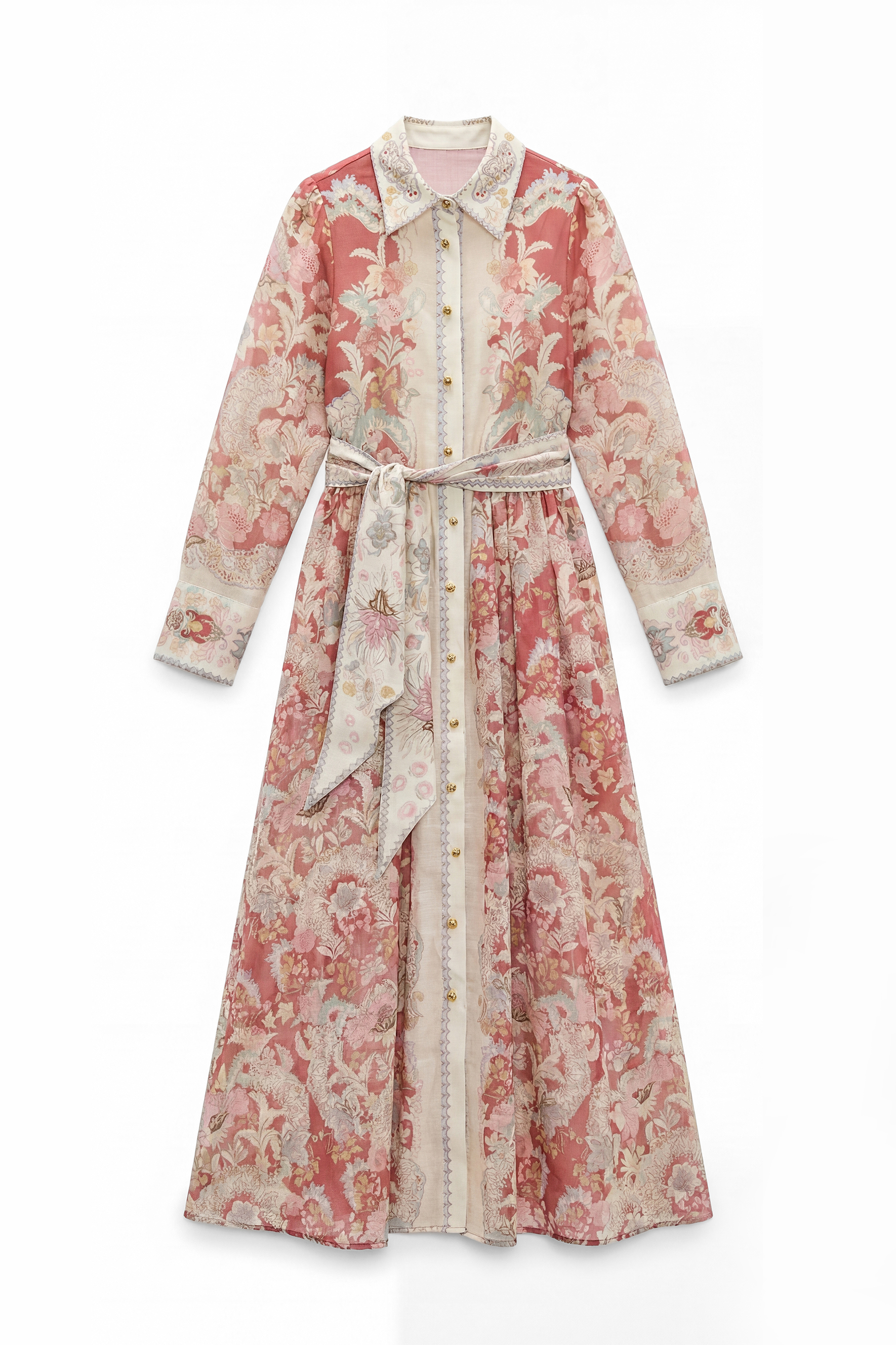 Secret Garden Pink Floral Print Long Sleeve Maxi Dress