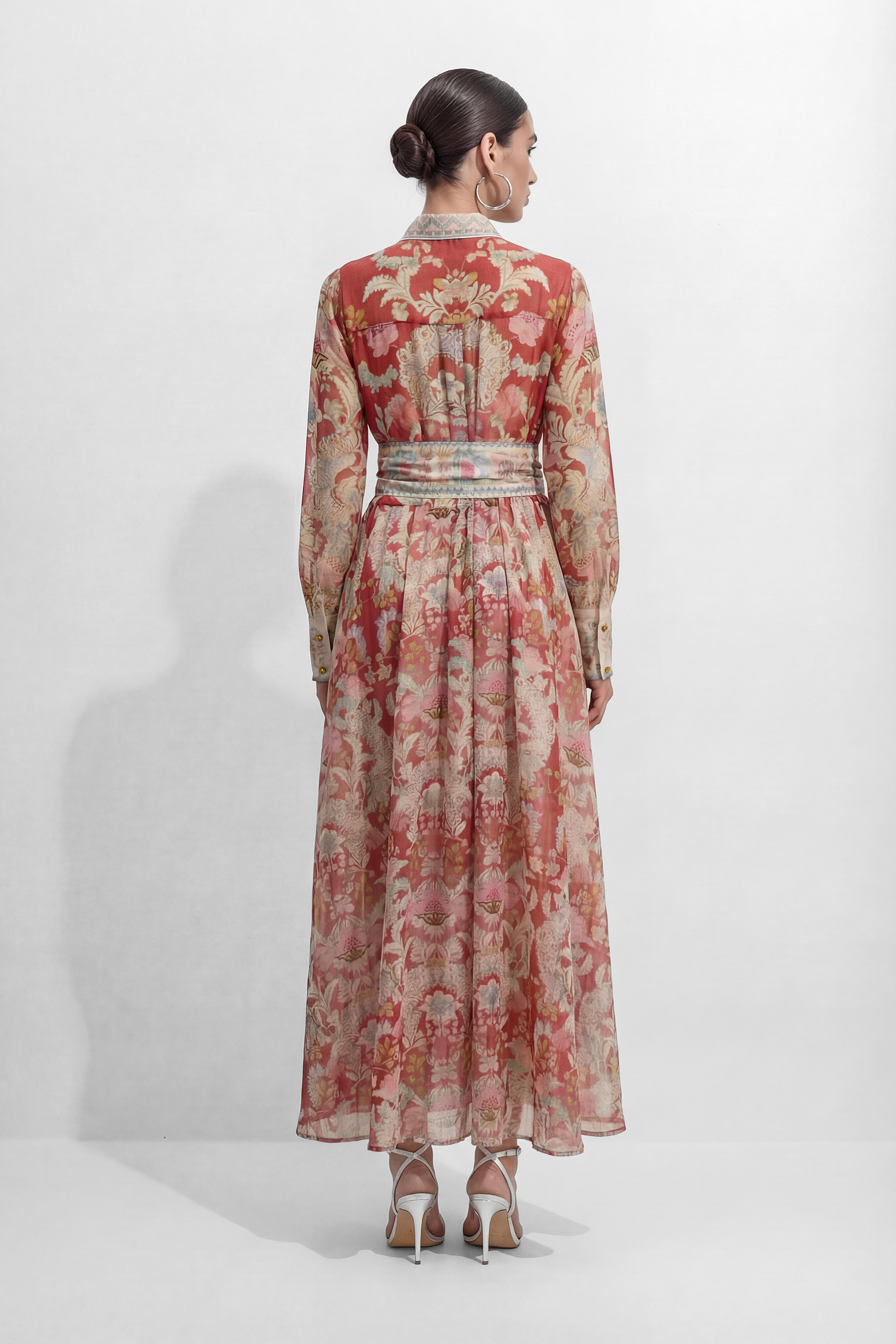 Secret Garden Pink Floral Print Long Sleeve Maxi Dress