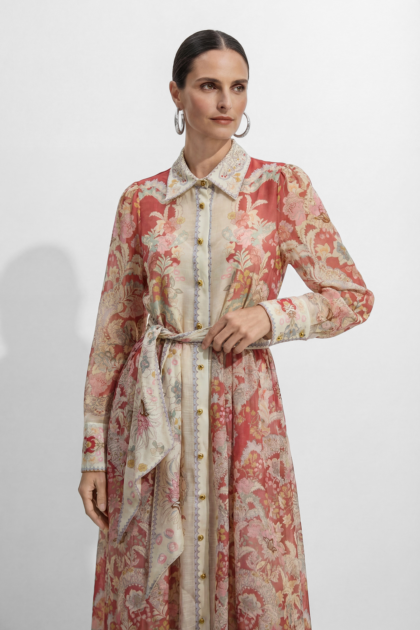 Secret Garden Pink Floral Print Long Sleeve Maxi Dress