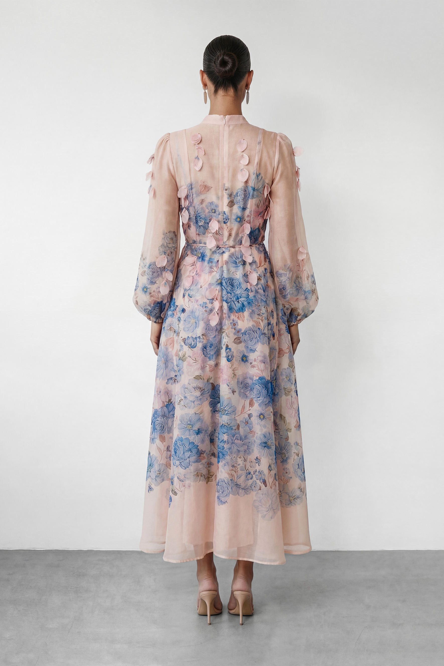 Lazy Day Blue Floral Print Long Sleeve Maxi Dress
