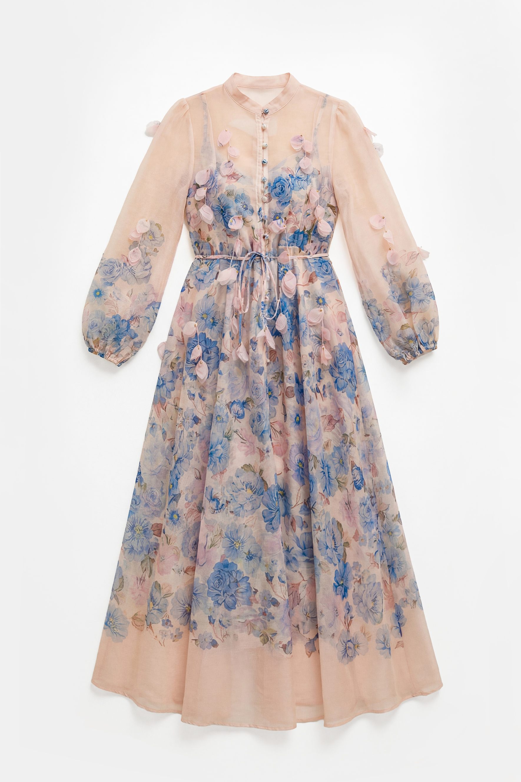 Lazy Day Blue Floral Print Long Sleeve Maxi Dress
