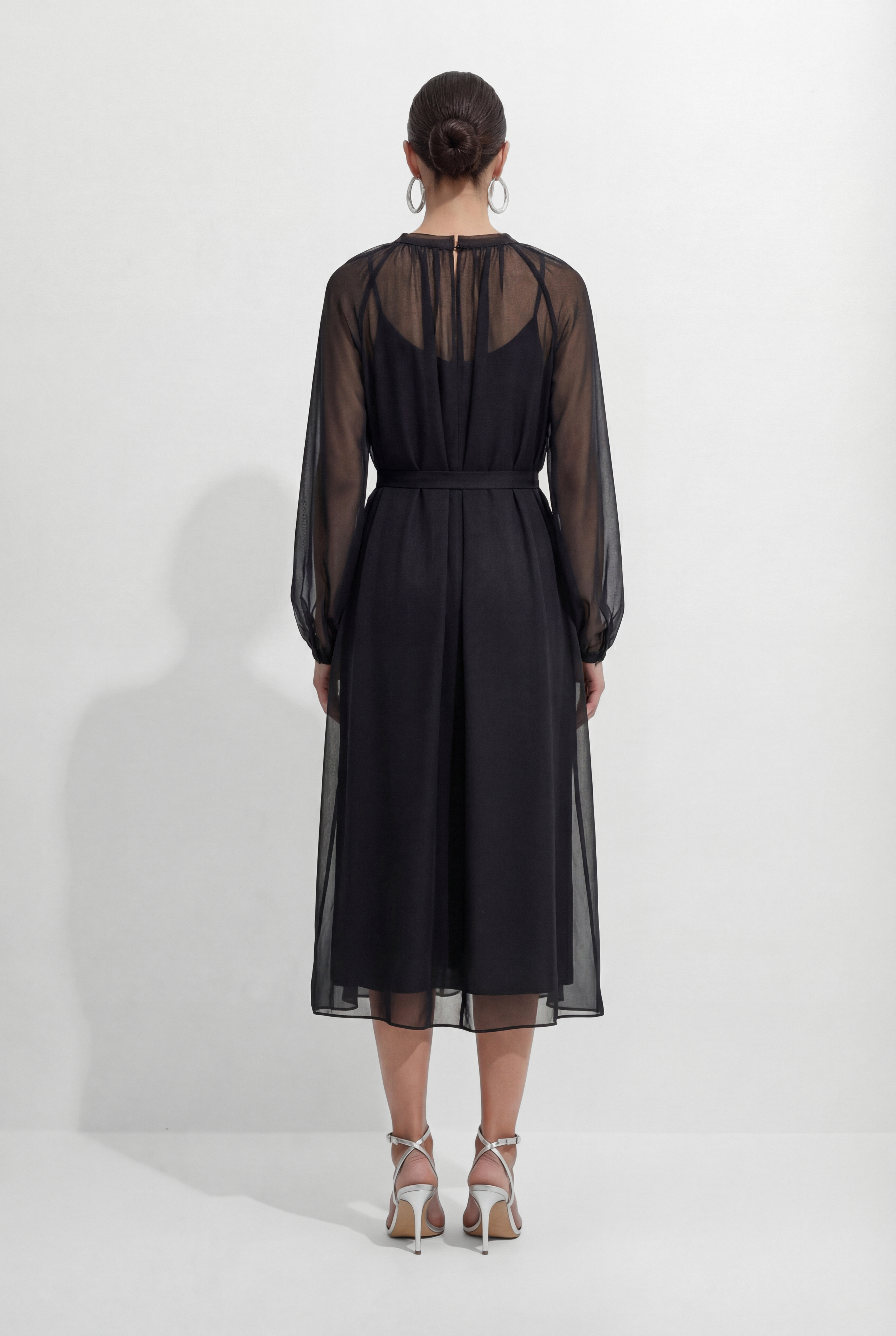 Night Fairy Black Floral Print Tulle Midi Dress