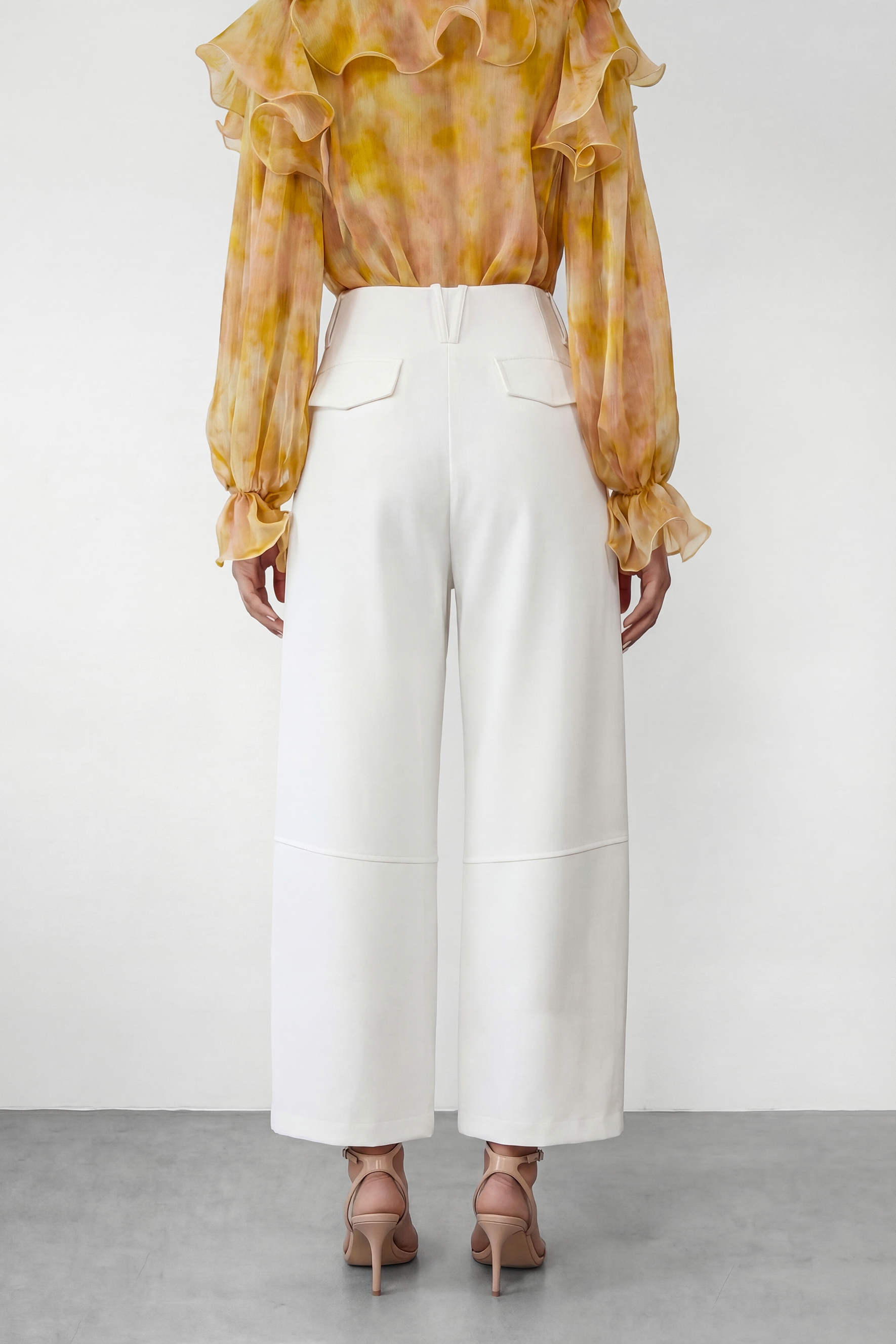 Graceful Darling White High Waist Wide Leg Trousers