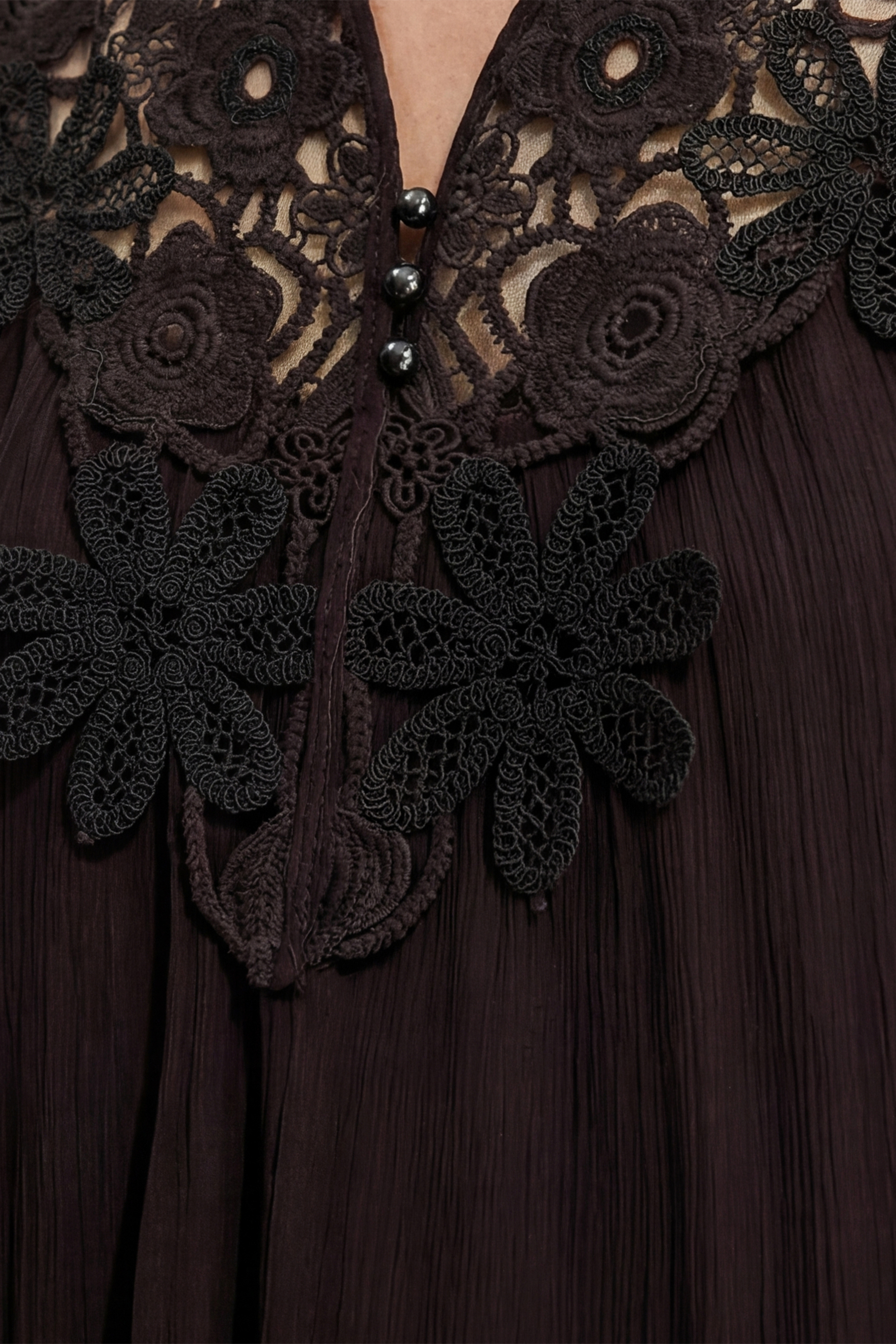 Made For Moments Brown Lace Embroidered Silk Top & Skirt Set