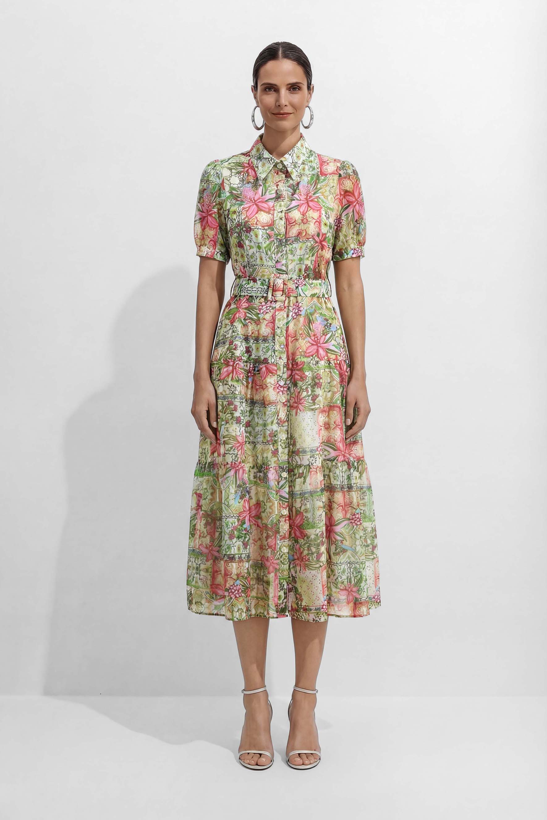 Pretty Little Plans Multi Floral Print Short Sleeve Midi Dress