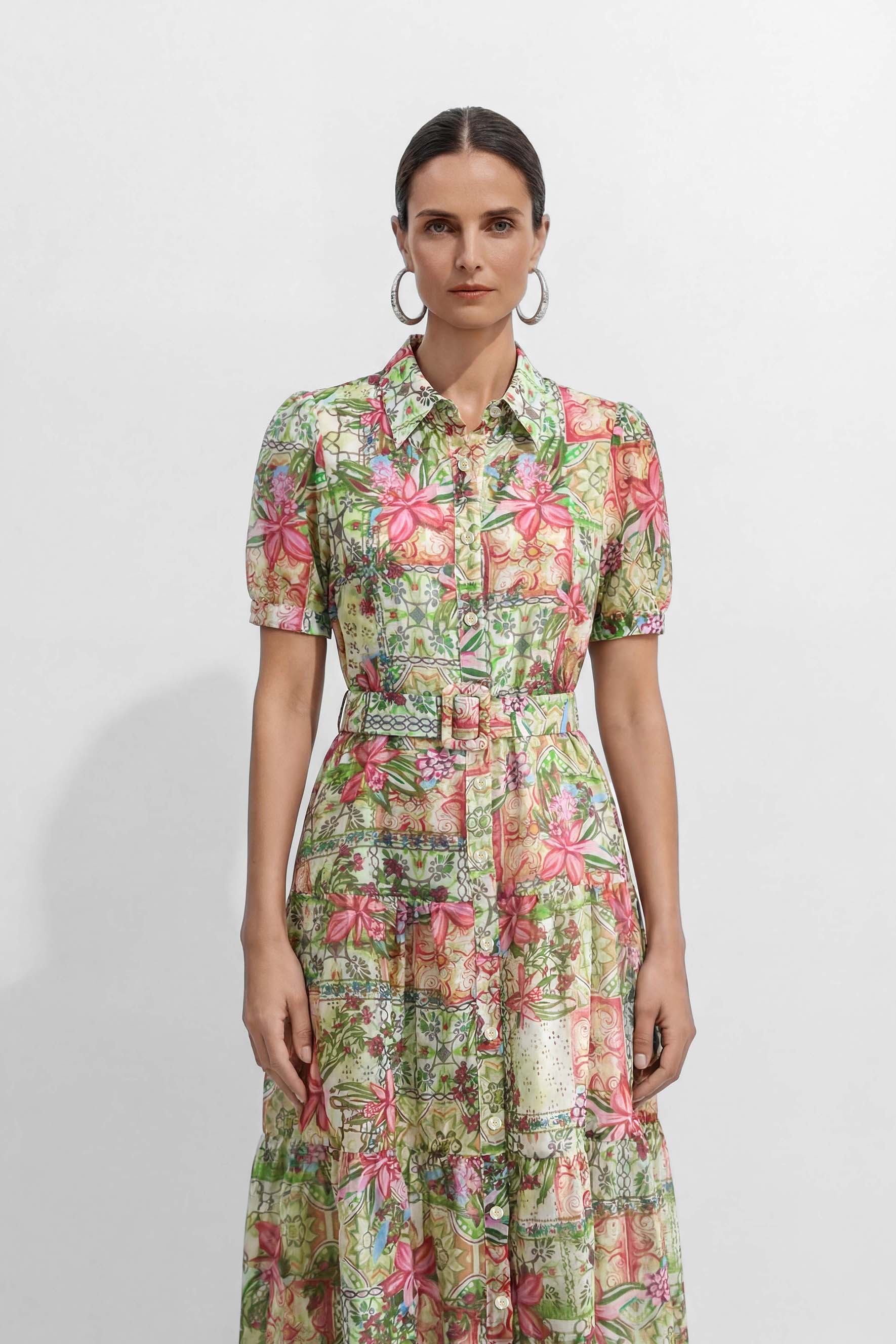 Pretty Little Plans Multi Floral Print Short Sleeve Midi Dress