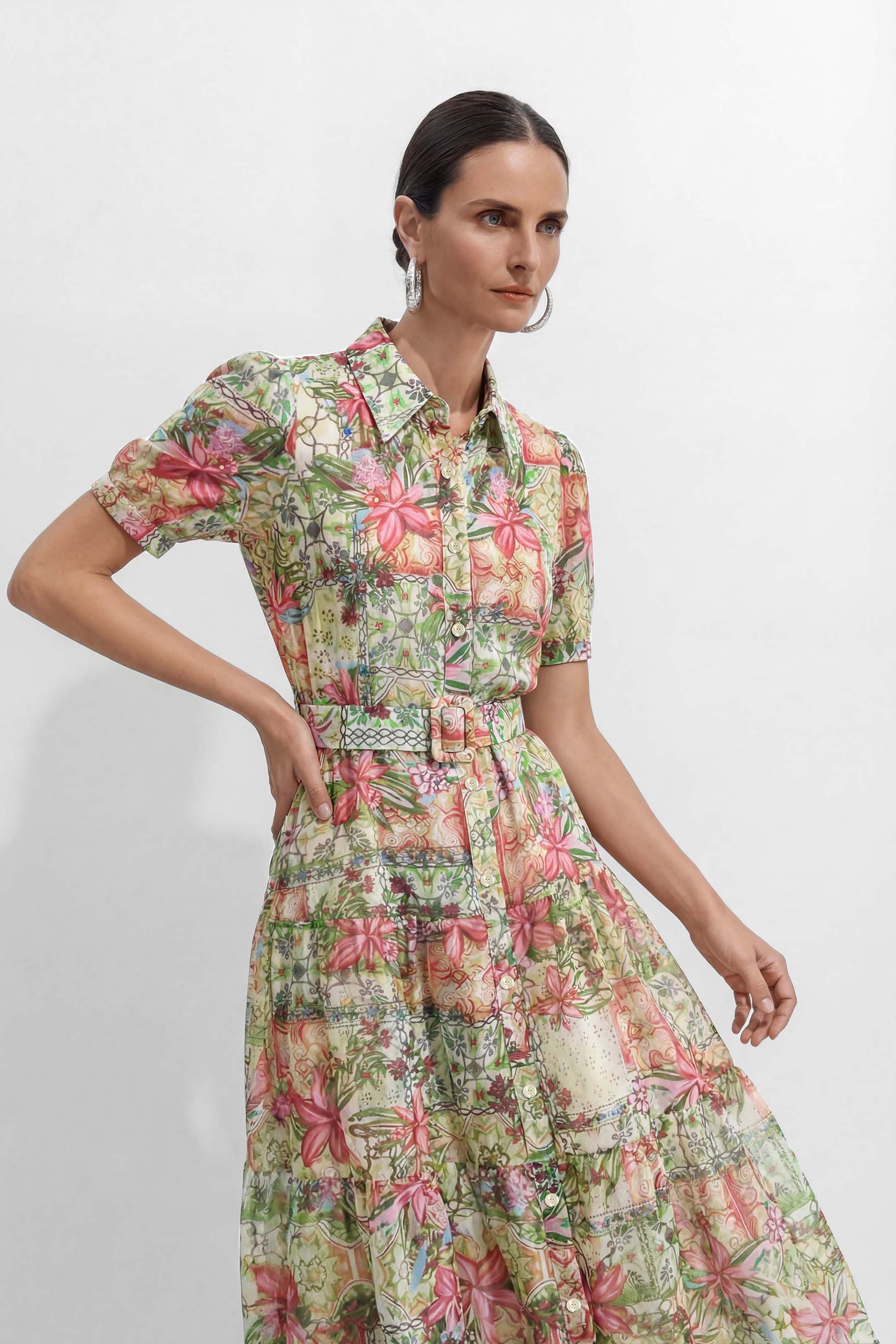 Pretty Little Plans Multi Floral Print Short Sleeve Midi Dress