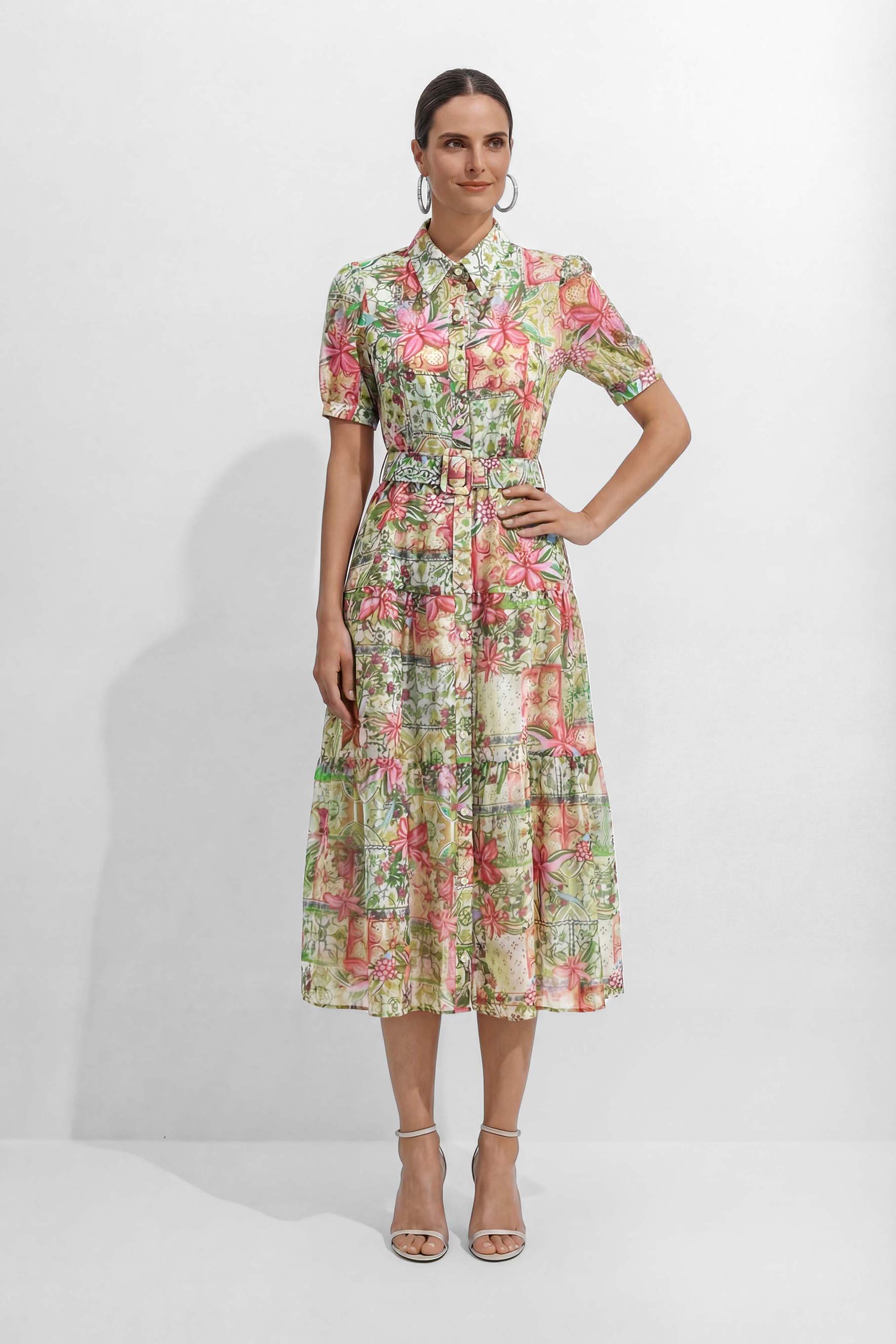 Pretty Little Plans Multi Floral Print Short Sleeve Midi Dress