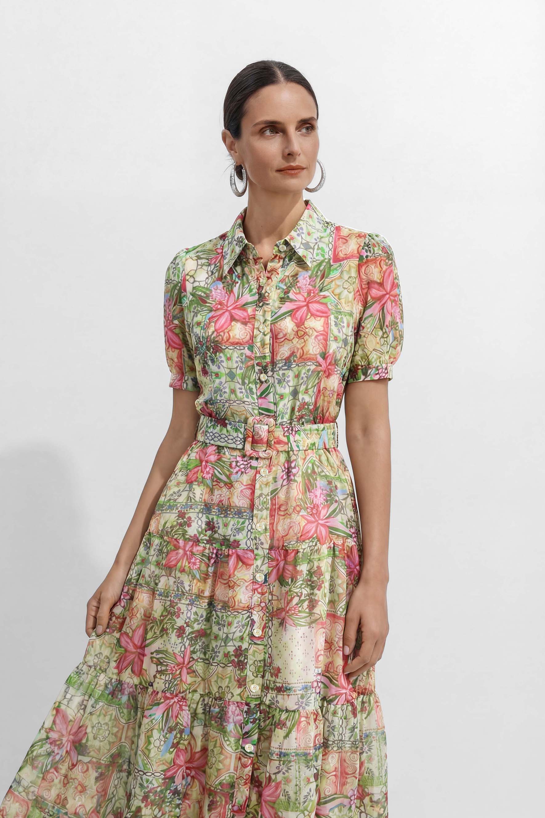 Pretty Little Plans Multi Floral Print Short Sleeve Midi Dress