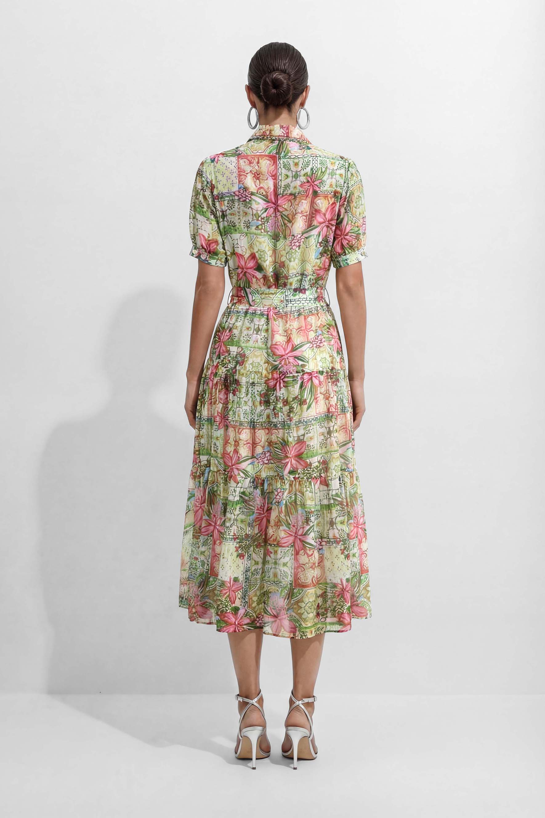 Pretty Little Plans Multi Floral Print Short Sleeve Midi Dress