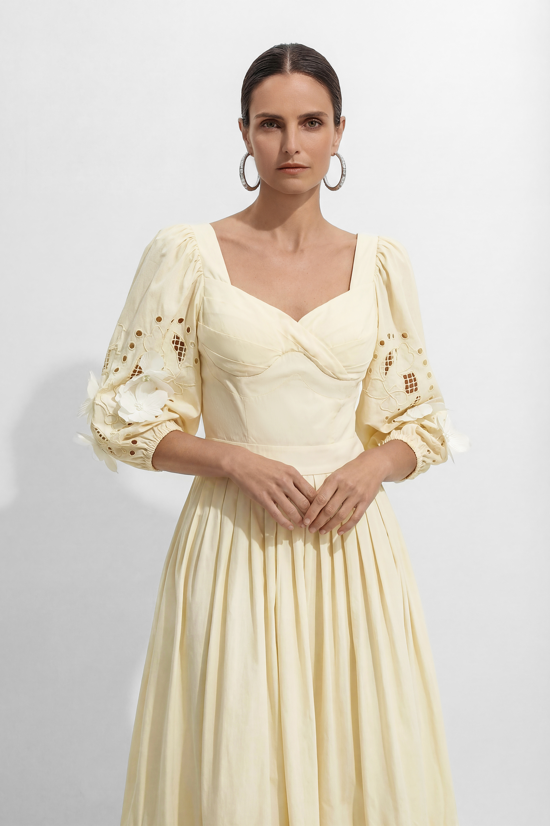 Eunice Ballon Sleeve Hollow Maxi Dress