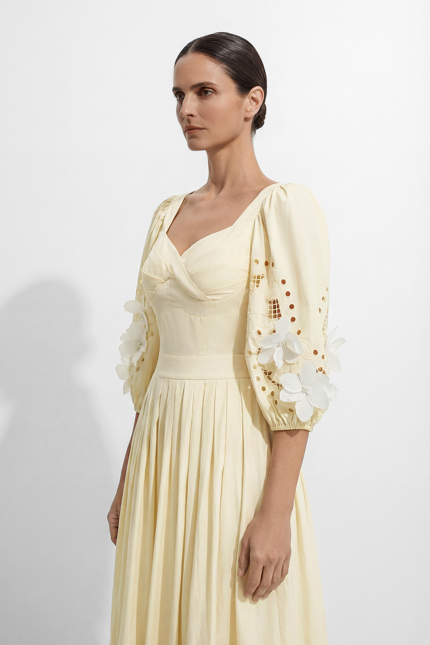 Eunice Ballon Sleeve Hollow Maxi Dress