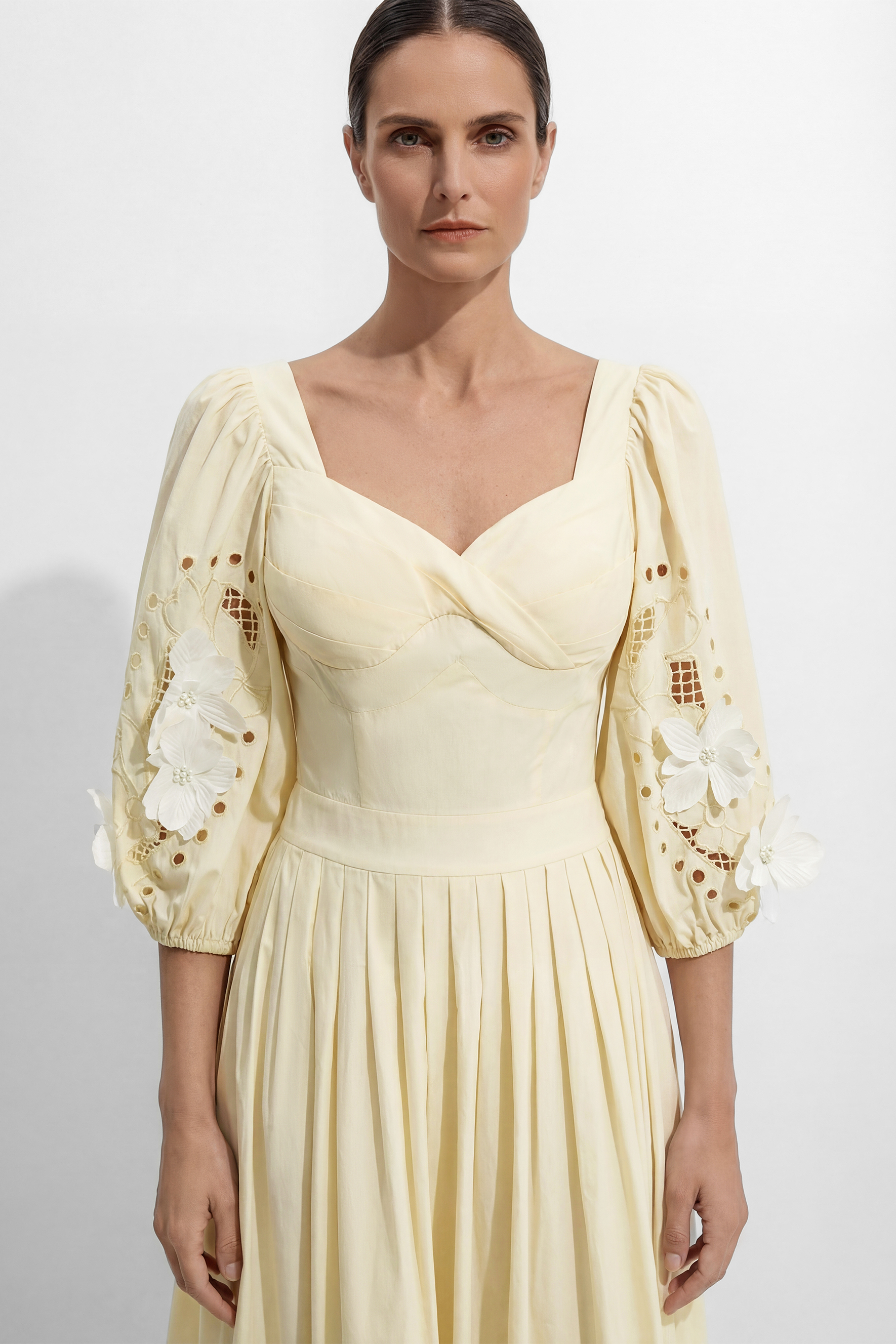 Eunice Ballon Sleeve Hollow Maxi Dress