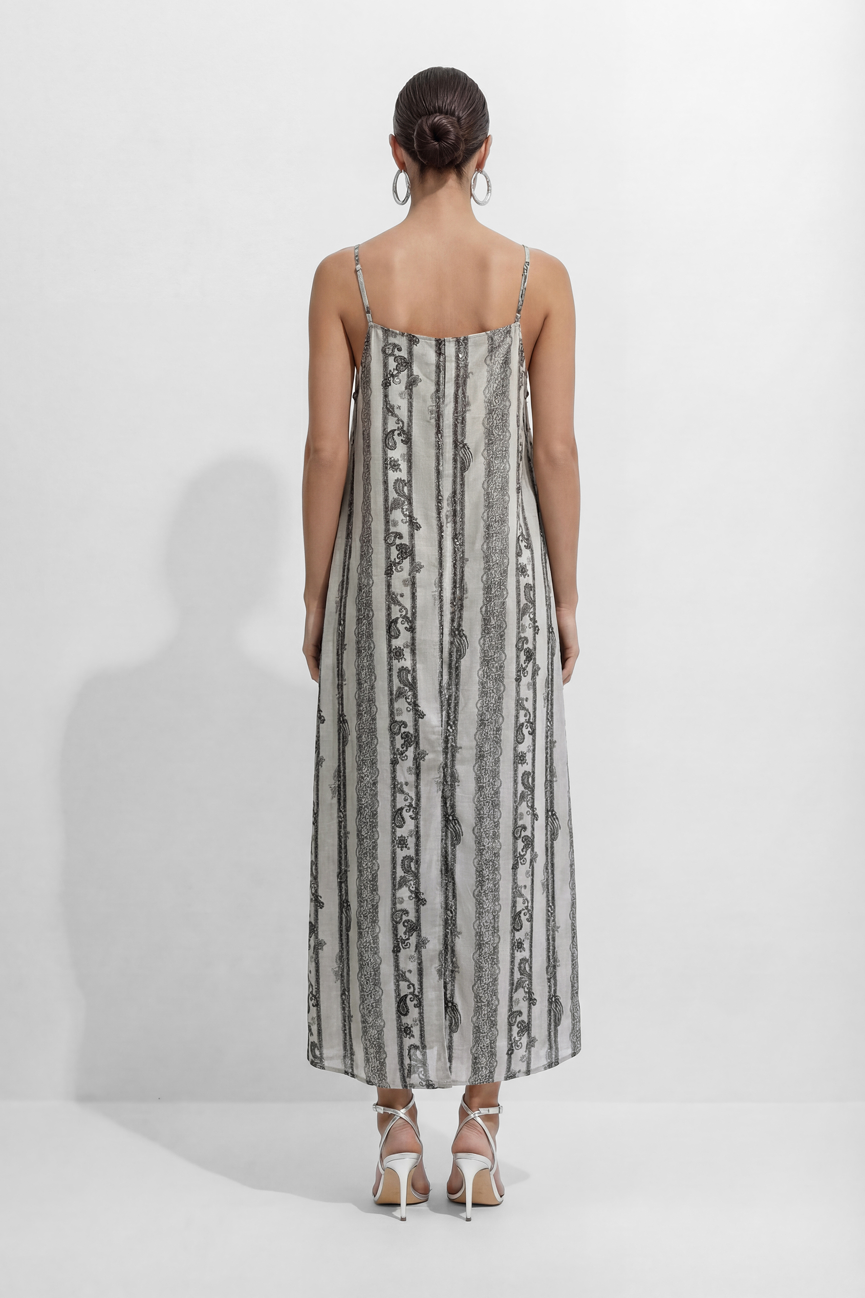 Lost In Moments Beige Striped Paisley Print Maxi Dress