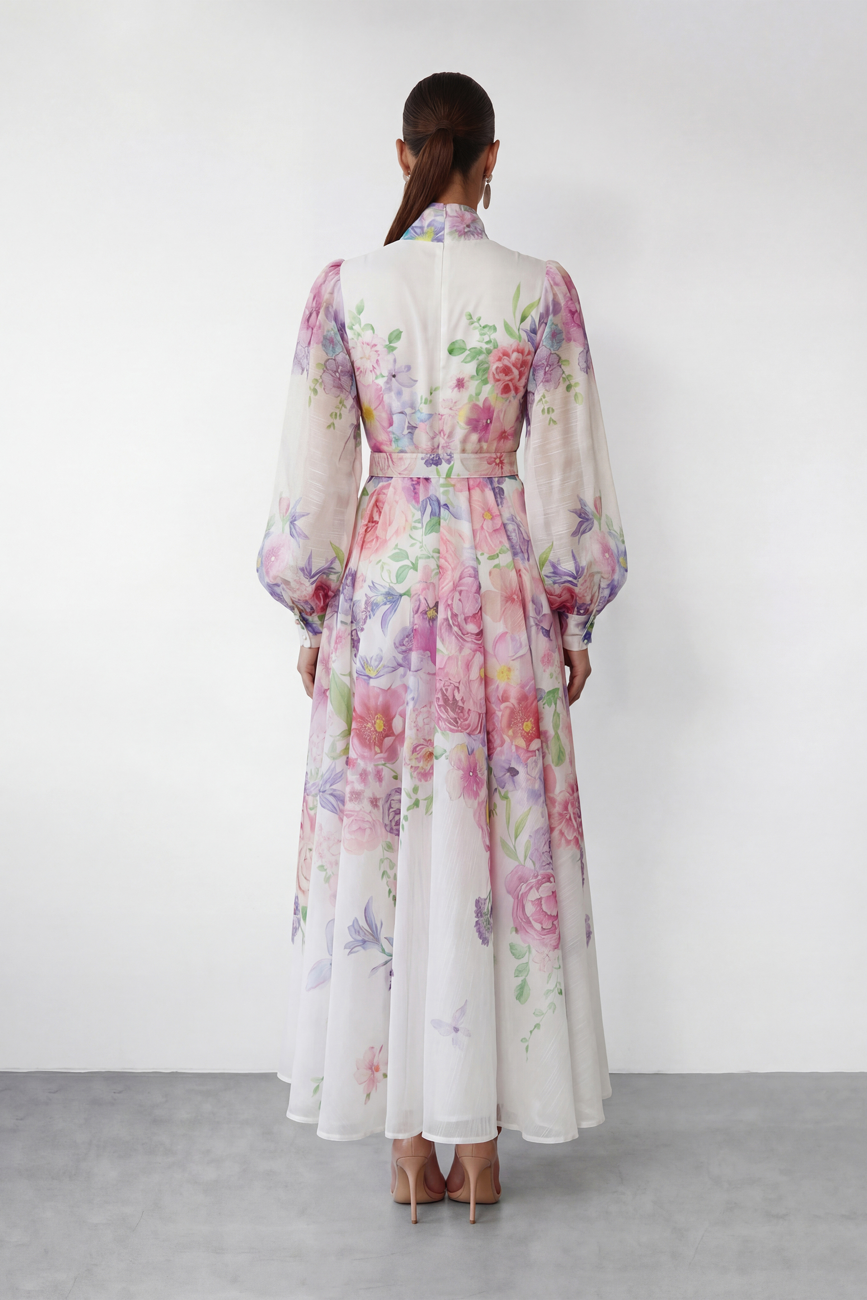 Flower Fantasy Multi Printed Puff Sleeve Maxi Dress