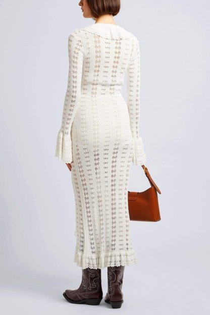 dresses-Georgia Ruffled Crochet Midi Dress-SD00603202485-White-S - Sunfere