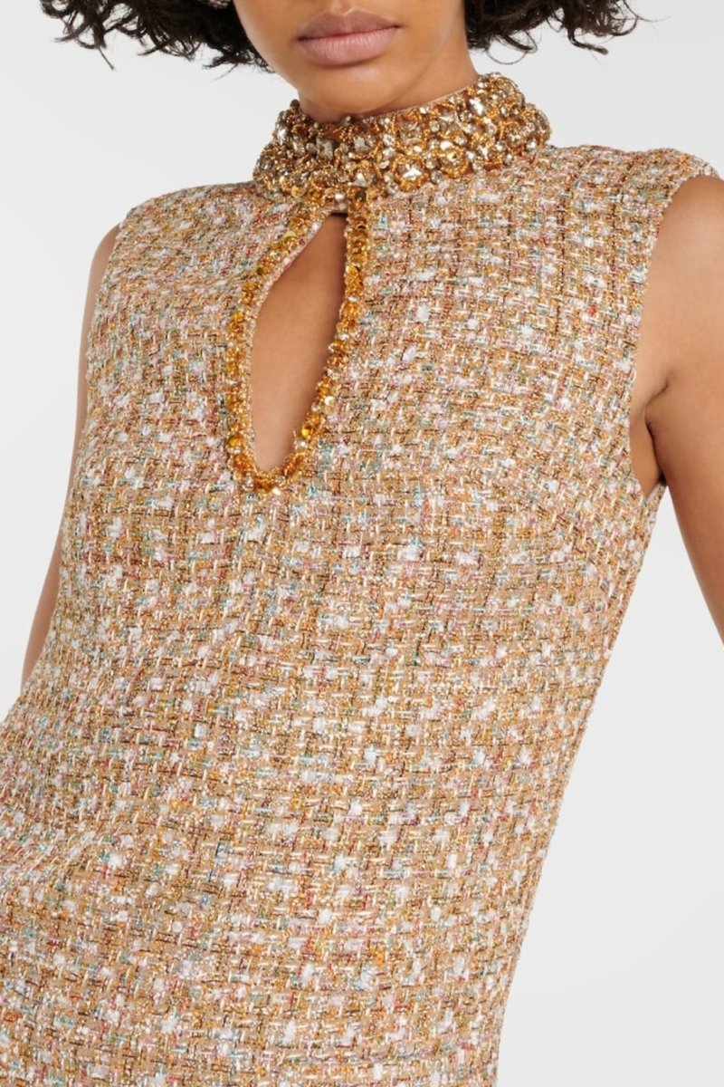 Gill Tweed Embellished Mini Tweed Dress-Sunfere