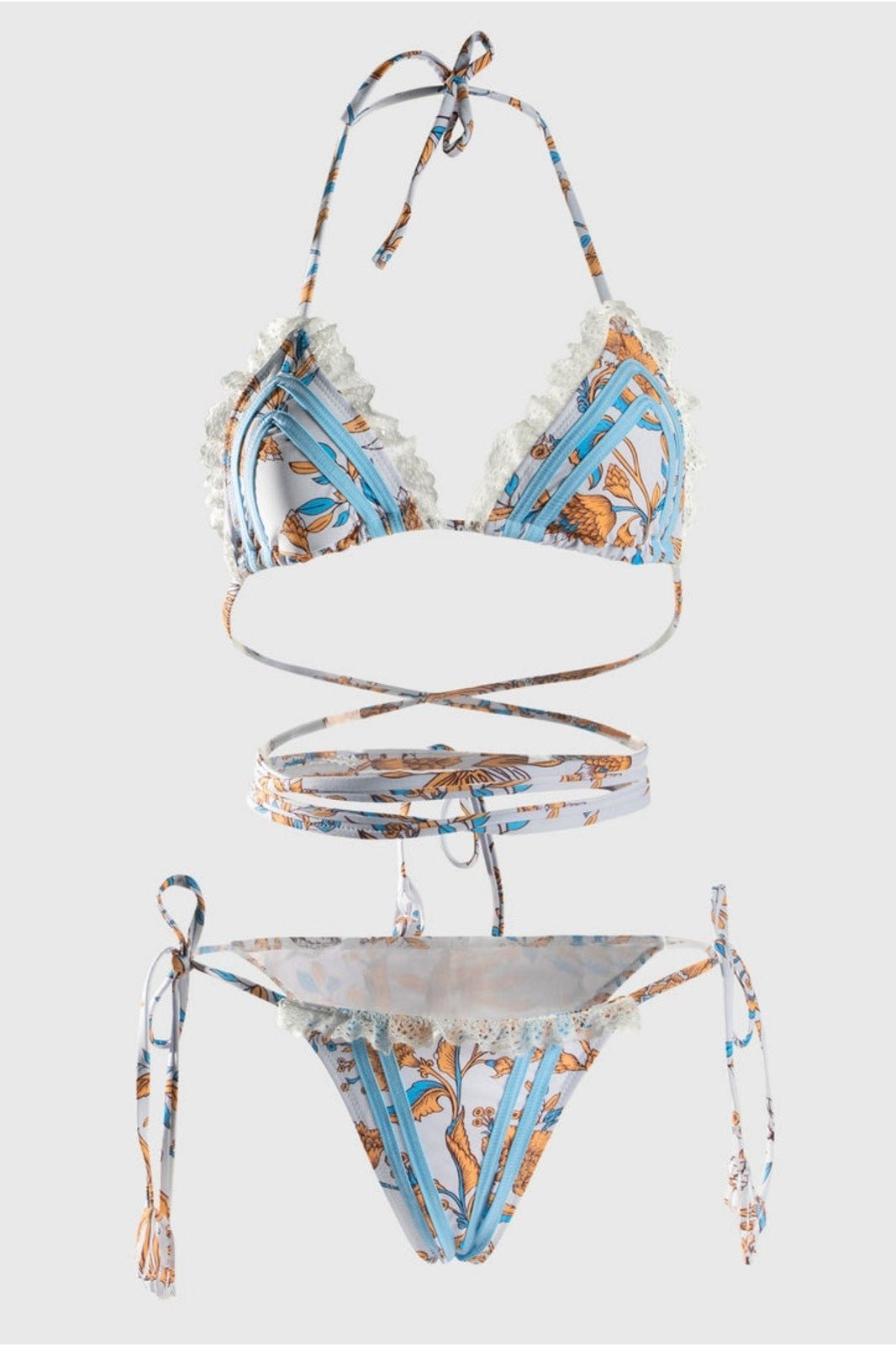 Gladys Printed Ribbon Bikini-Sunfere – sunfere