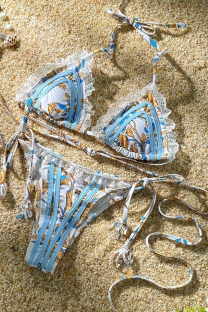 Gladys Printed Ribbon Bikini-Sunfere – sunfere