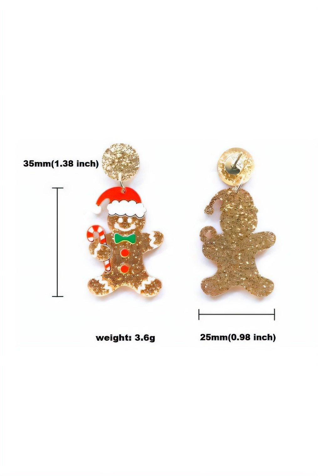 Glitter Gingerbread Man Drop Earrings-Sunfere