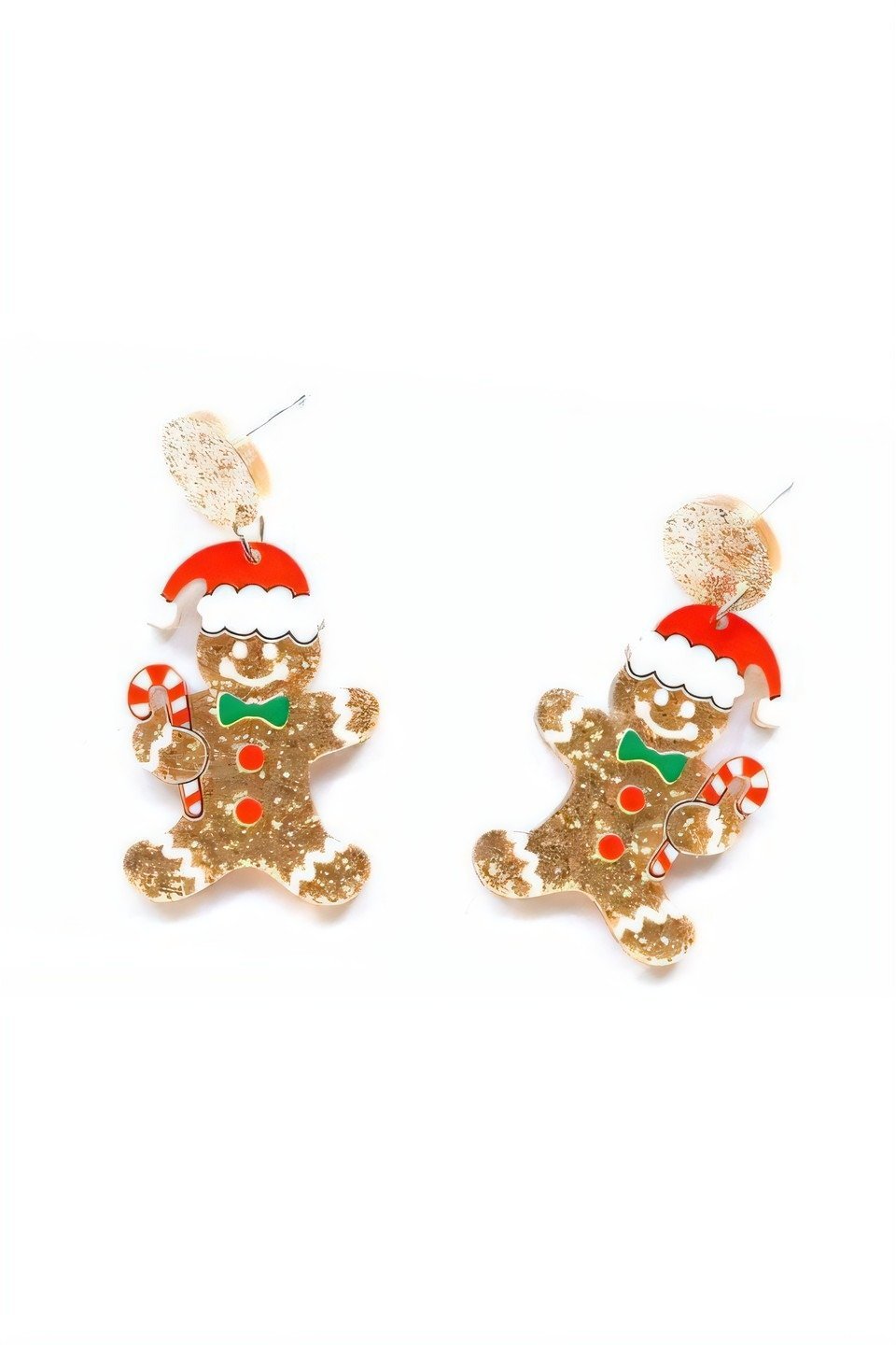 accessories-Glitter Gingerbread Man Drop Earrings-SA00611141908-Gold - Sunfere